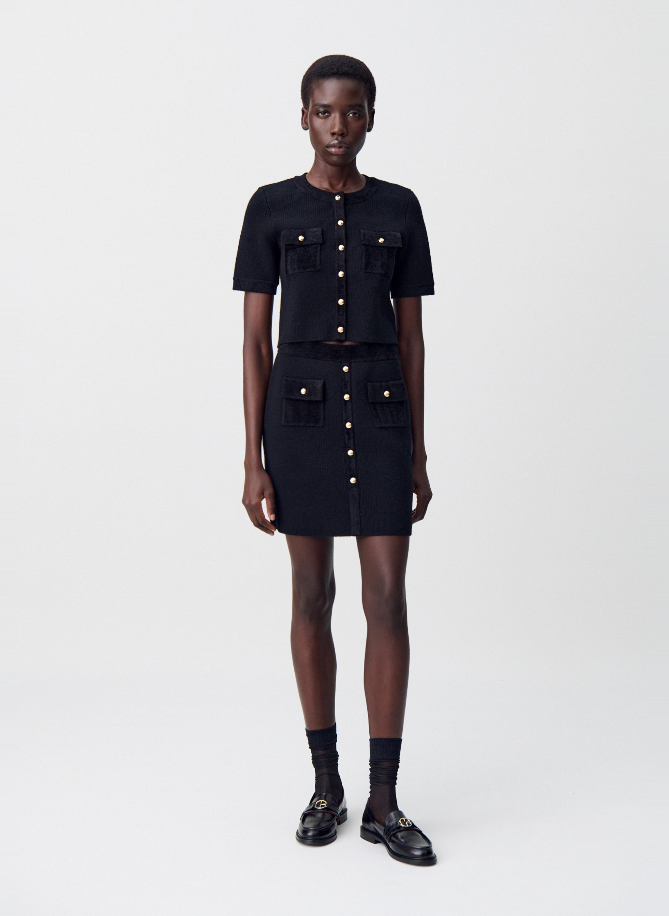 Cardigan boutonné en velours côtelé mano CLAUDIE PIERLOT Noir