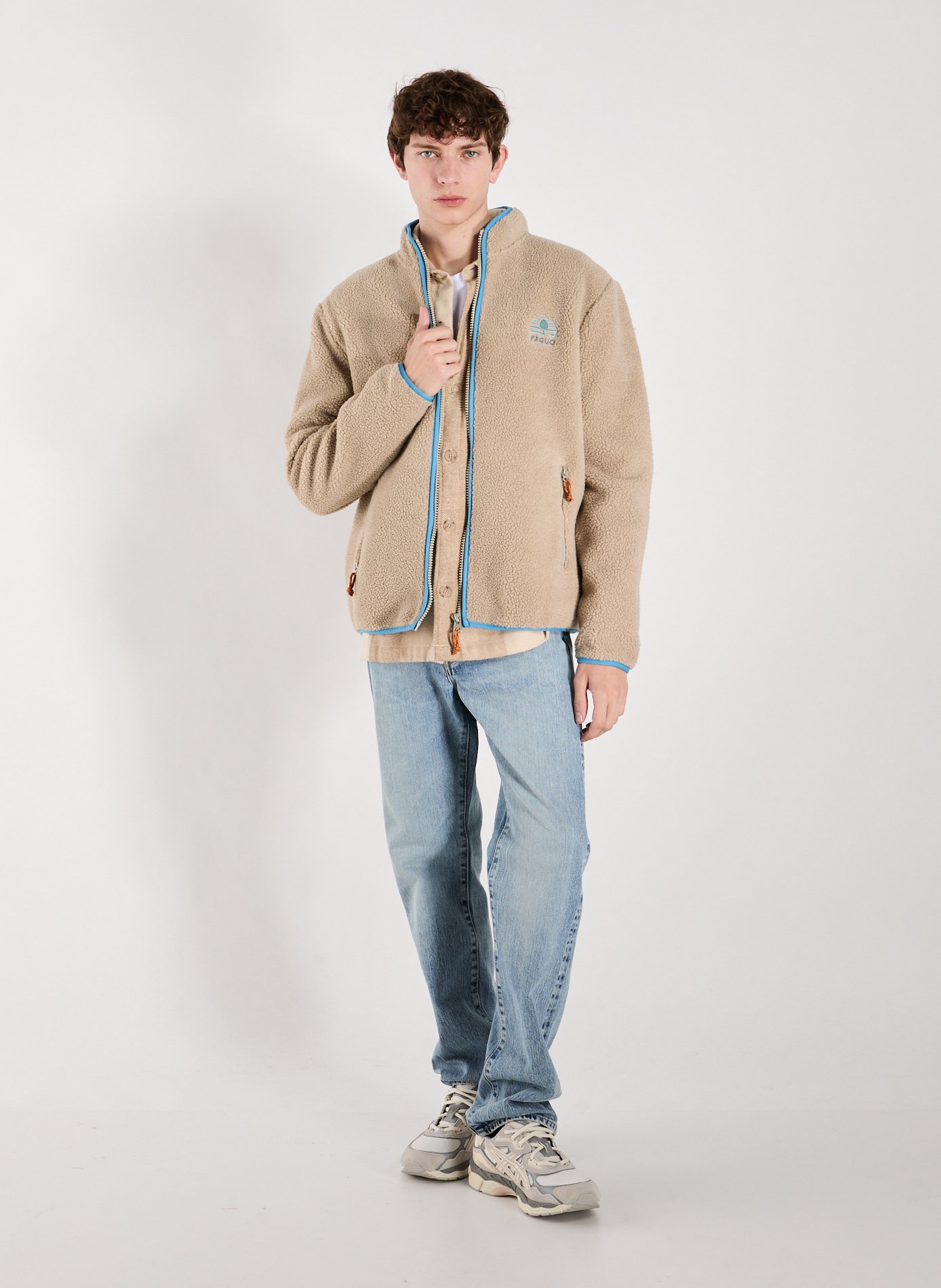 Senonche straight-cut fleece with high collar FAGUO Beige