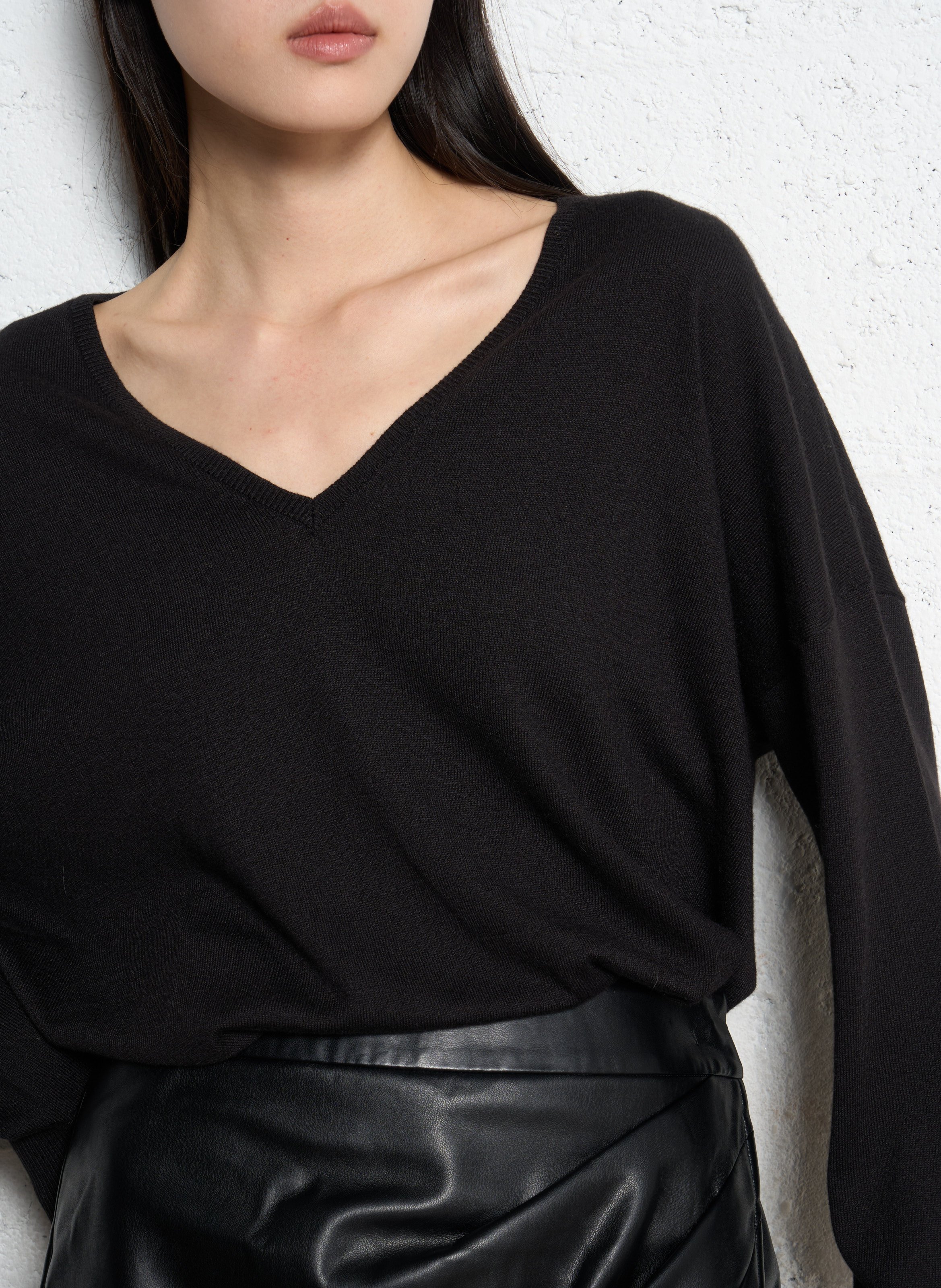 Pull ample uni manches longues IKKS Noir