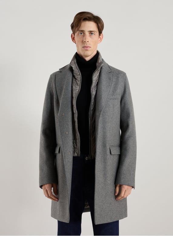 Straight wool-blend coat with classic collar | Grey by HERNO Straight wool-blend coat with classic collar Grey