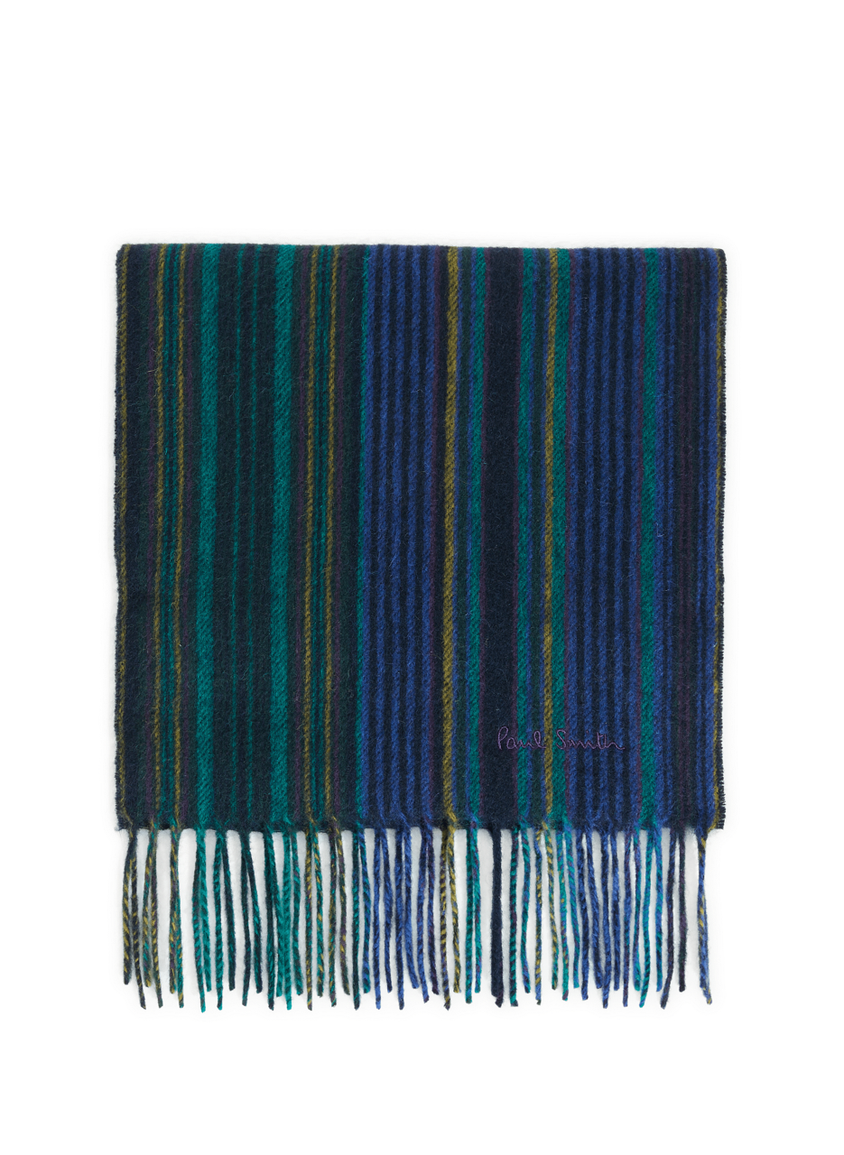PAUL SMITH Echarpe à rayures en laine vierge Bleu