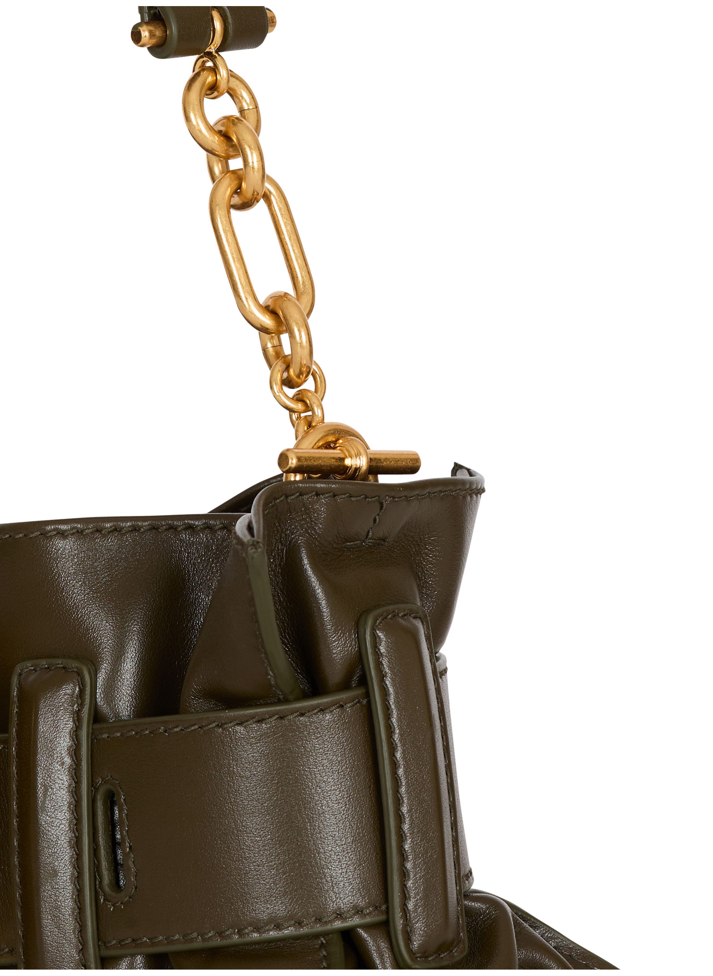Sac anthem mini shoulder en cuir de veau BALMAIN Vert