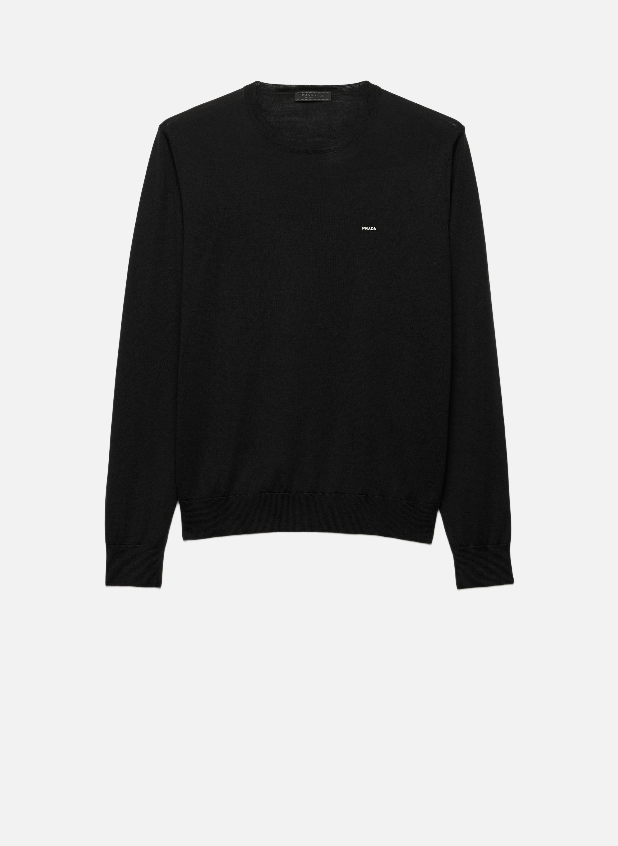 Pull à col rond en laine extra fine PRADA Noir