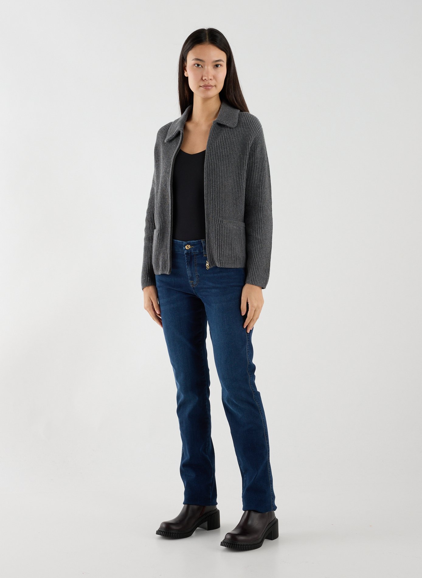 Pull zippé en coton et laine mélangés DOCKERS Gris