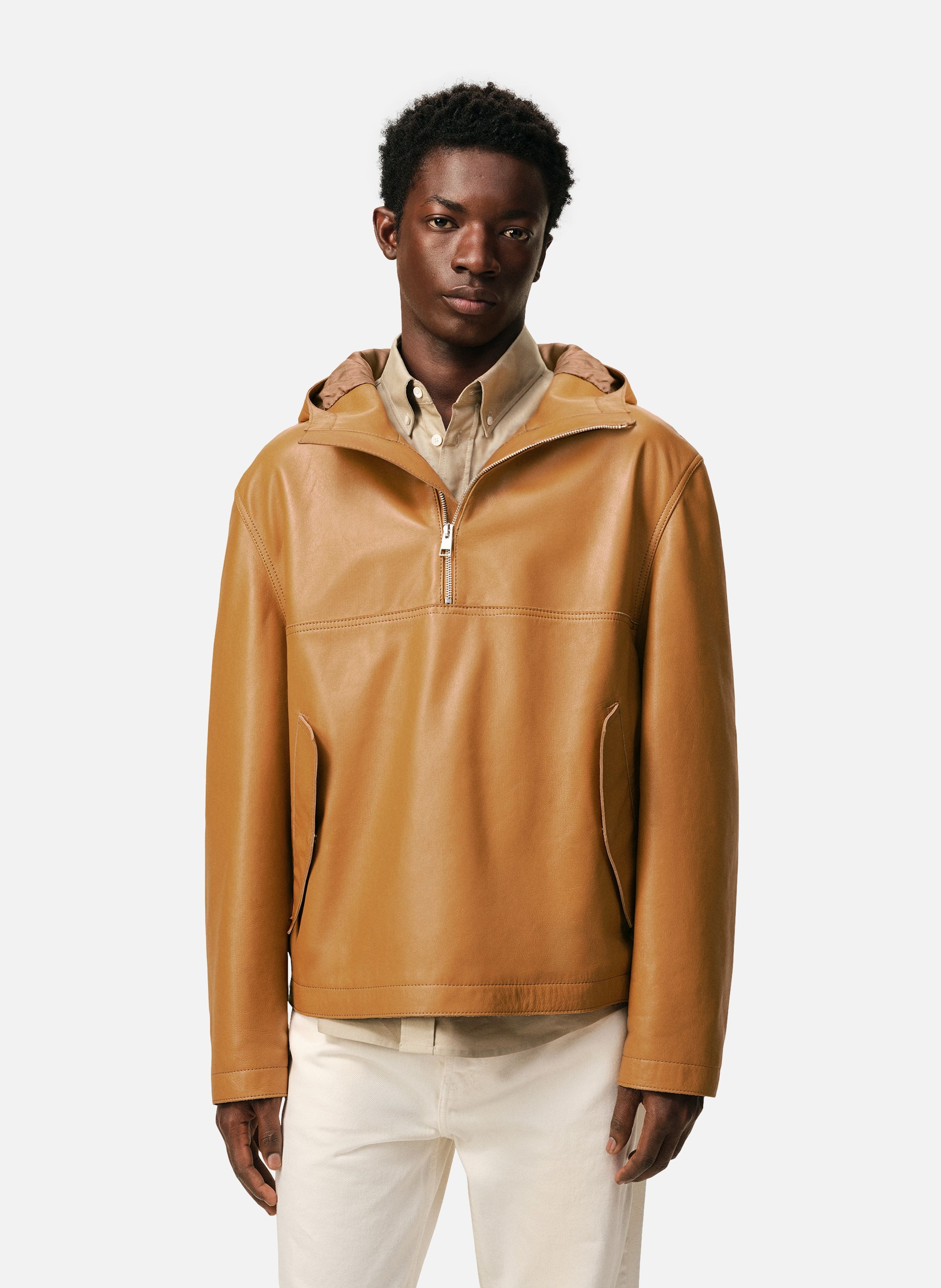 Veste a capuche en cuir de vache AMI PARIS Jaune