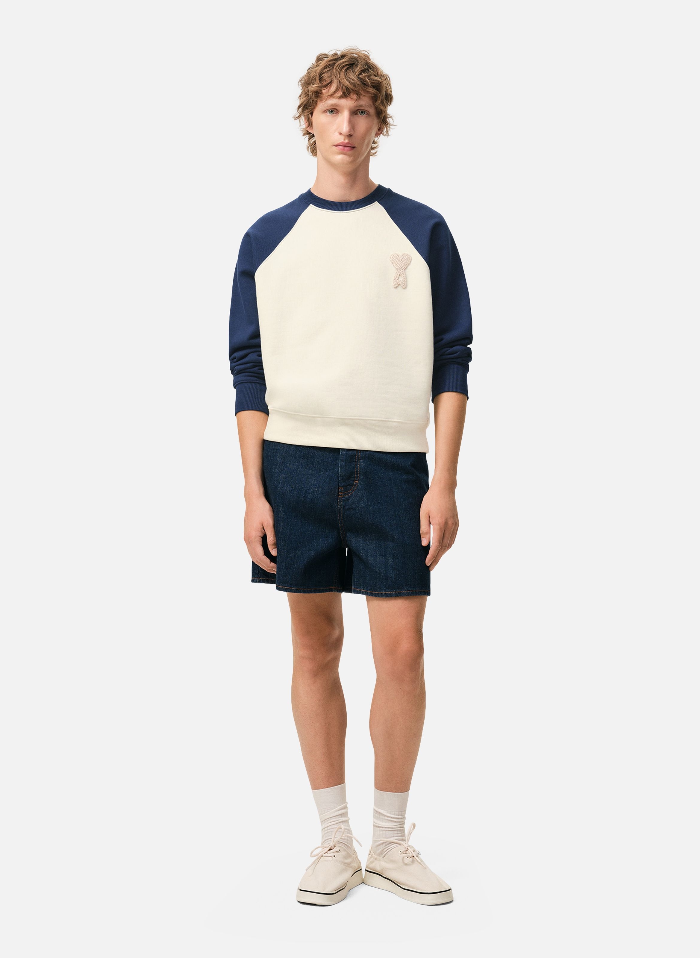 Sweatshirt ami de coeur crochet unisexe en coton AMI PARIS Bleu