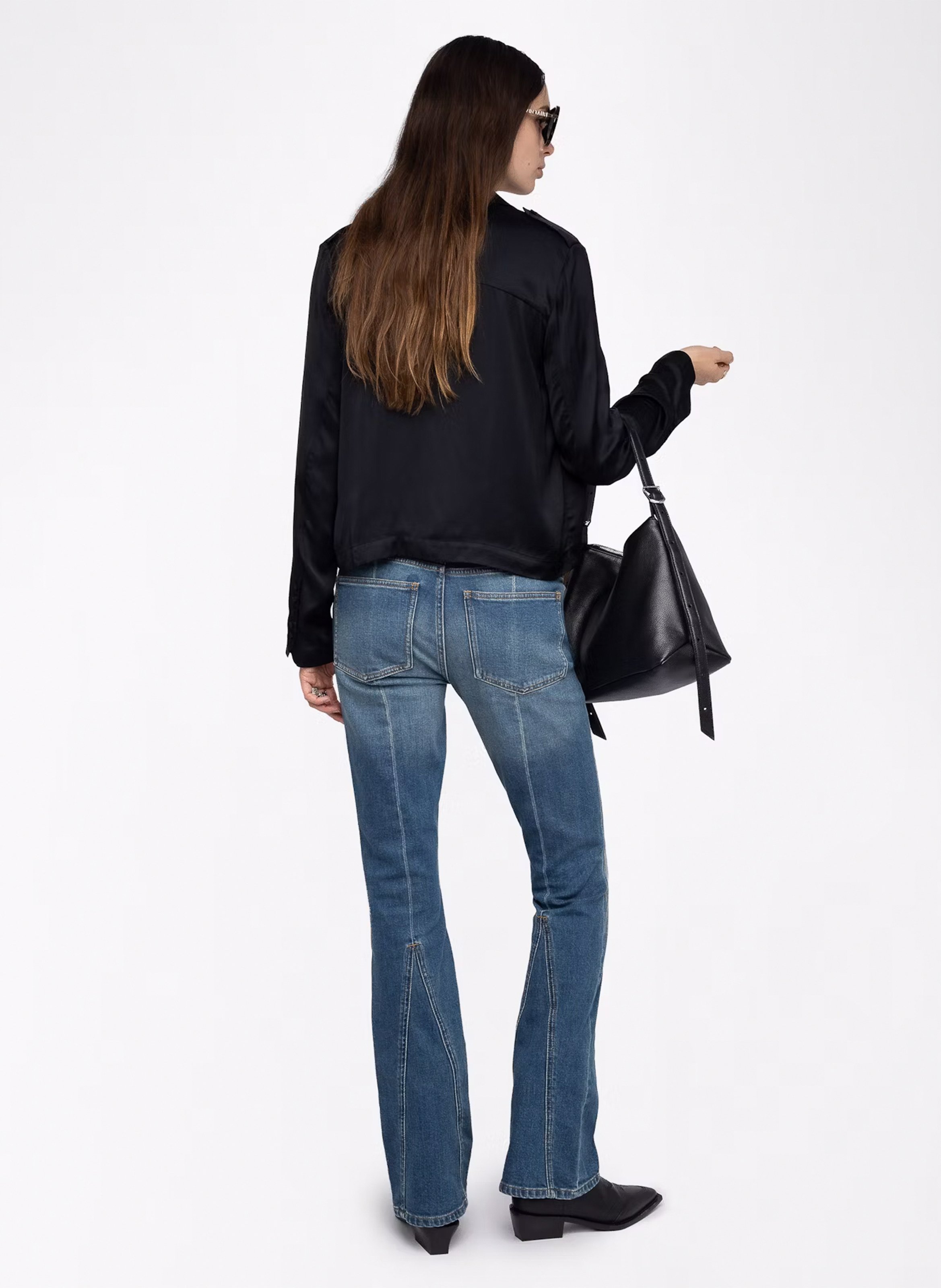 Blouse droite col v satinée tussi ZADIG&VOLTAIRE Noir