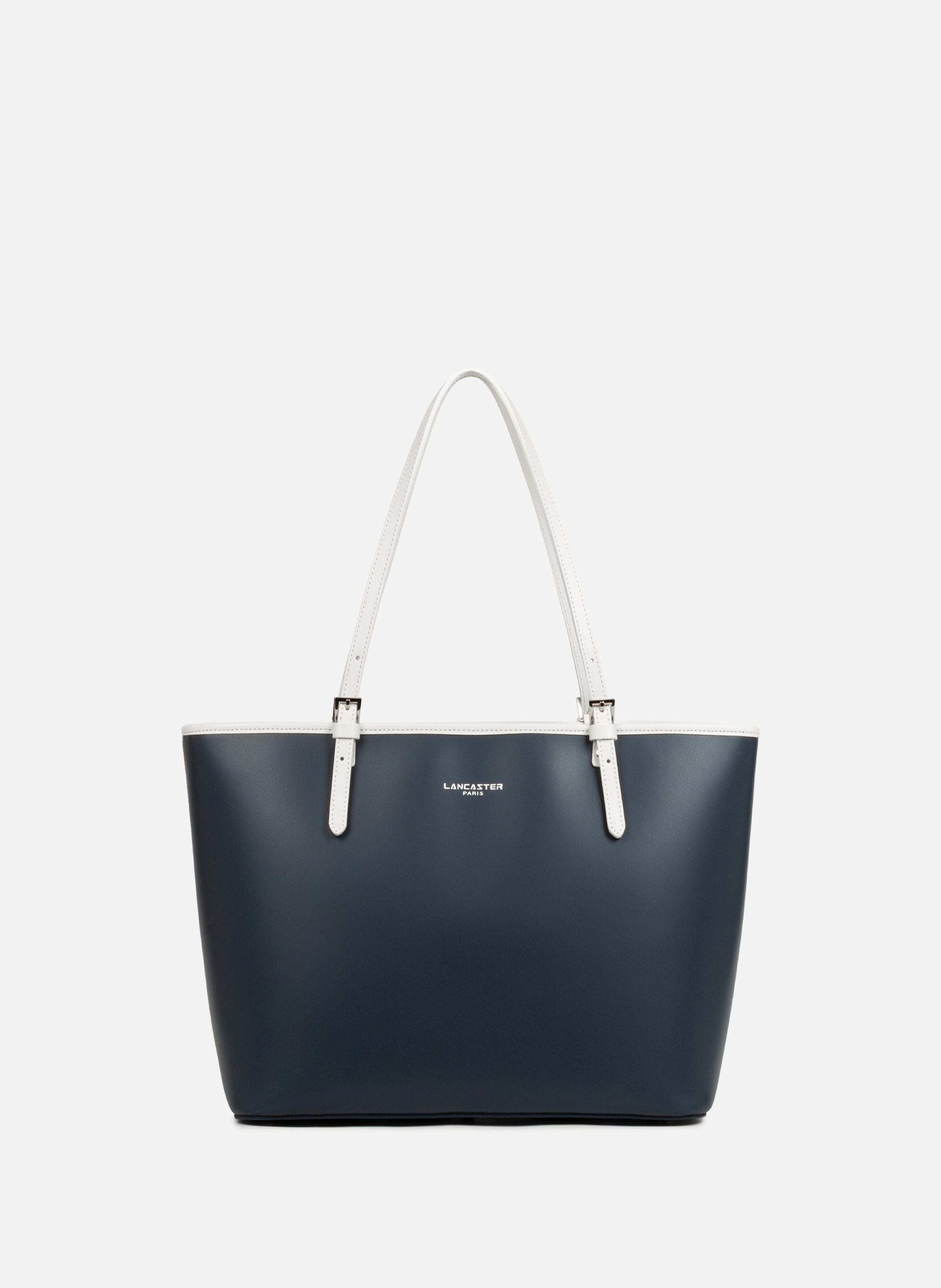 Grand sac cabas épaule - smooth  Bleu foncé - ecru