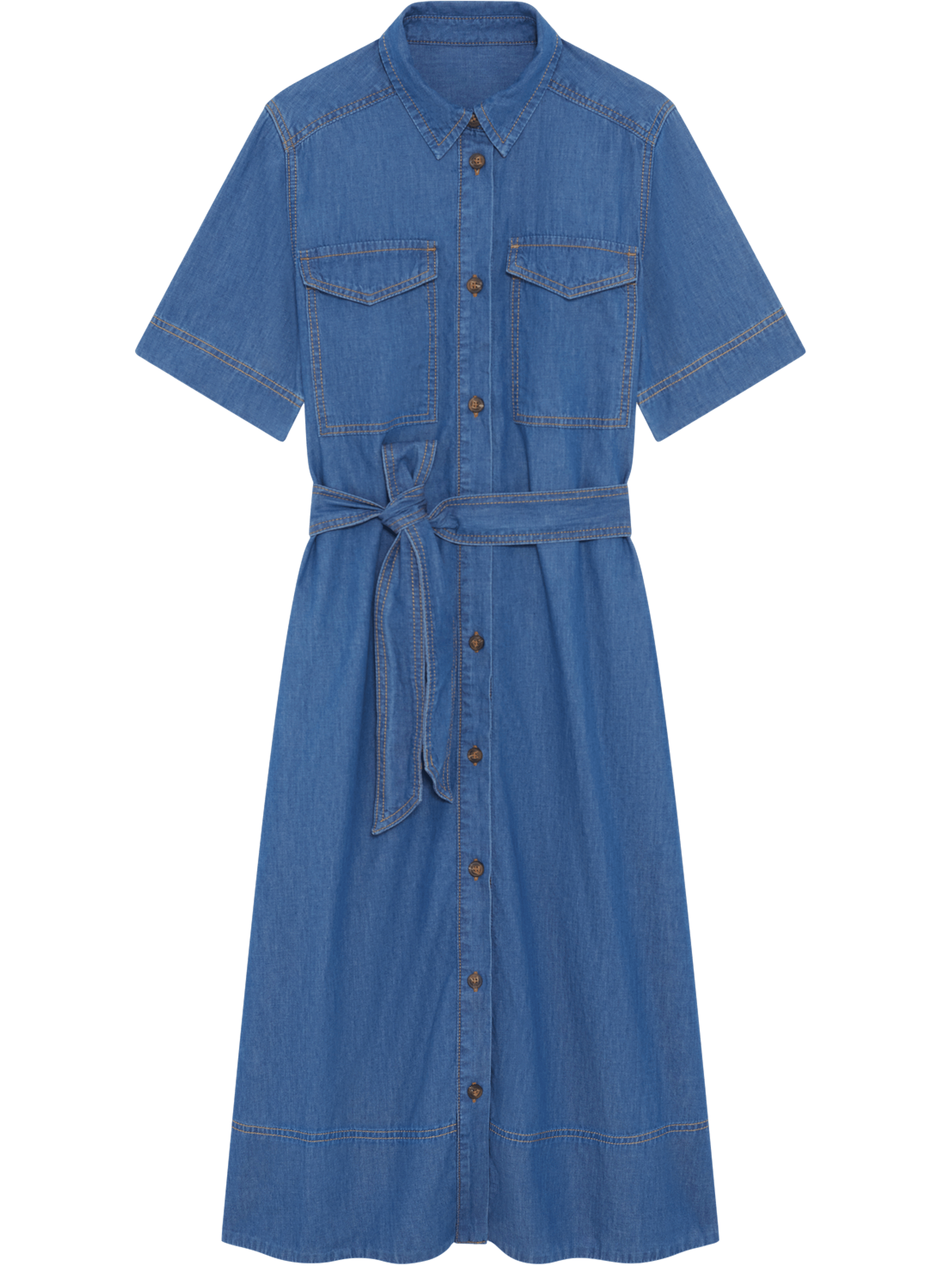 Robe chemise en denim PABLO Bleu