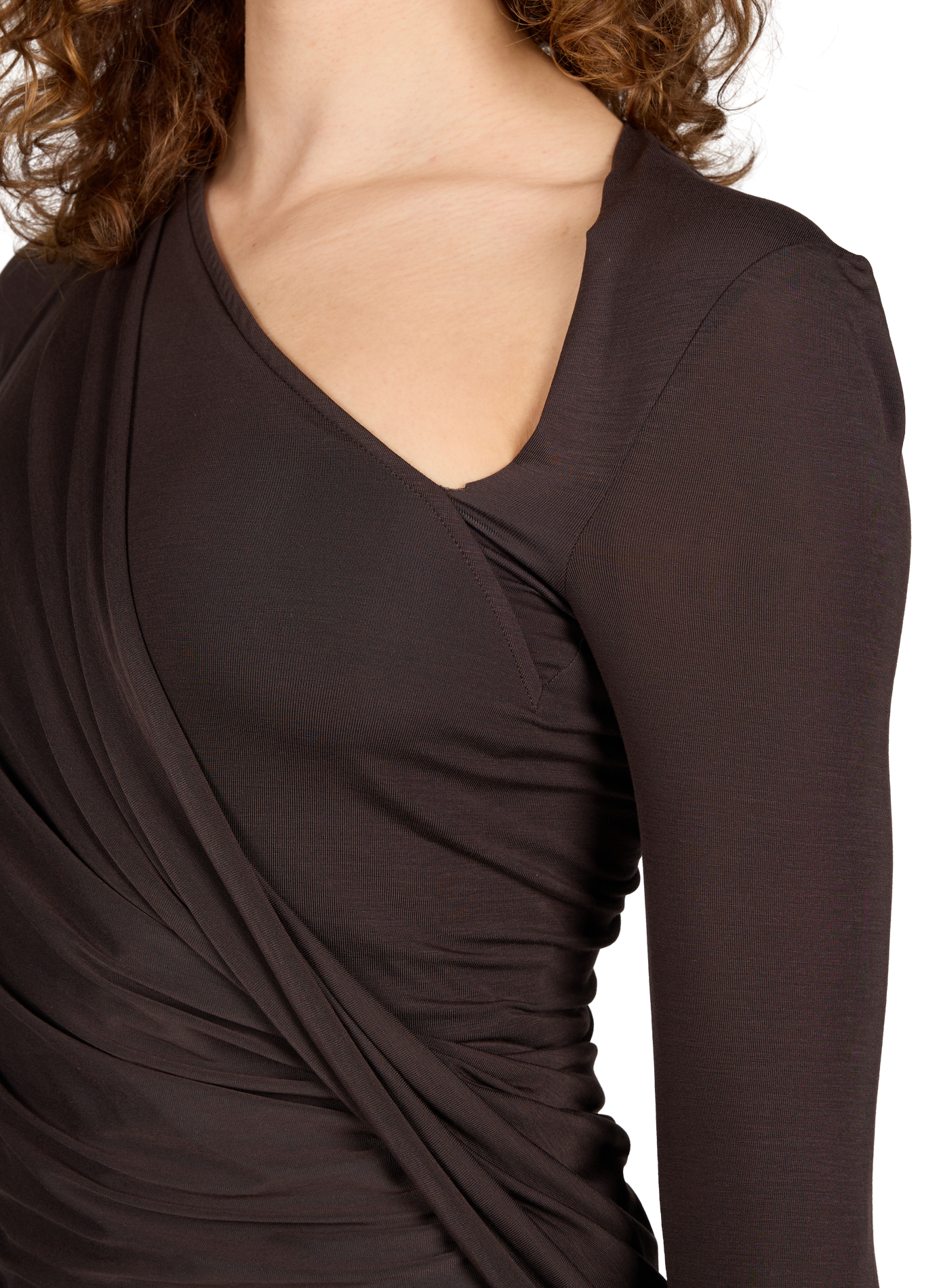 Long-sleeved asymmetrical top HELMUT LANG Brown