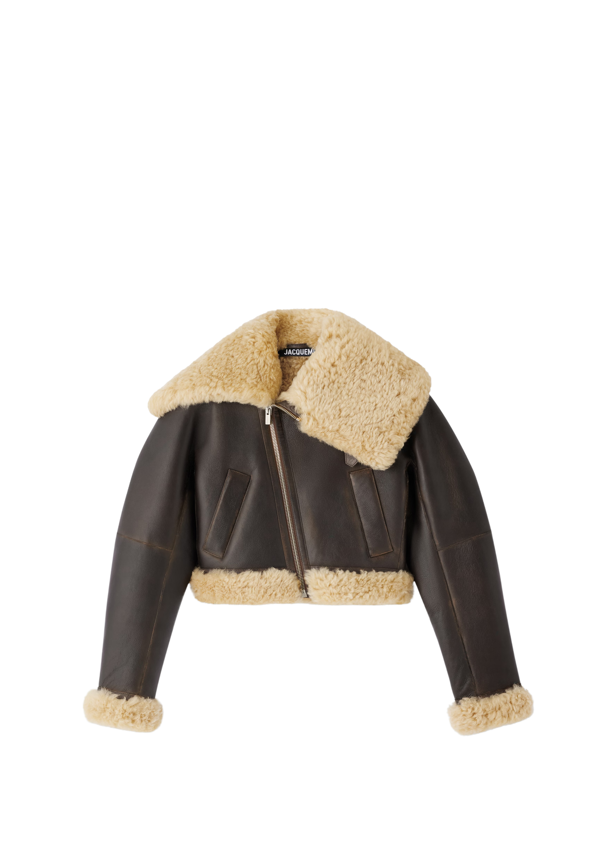 Le blouson Aviatore en cuir d'agneau JACQUEMUS Marron