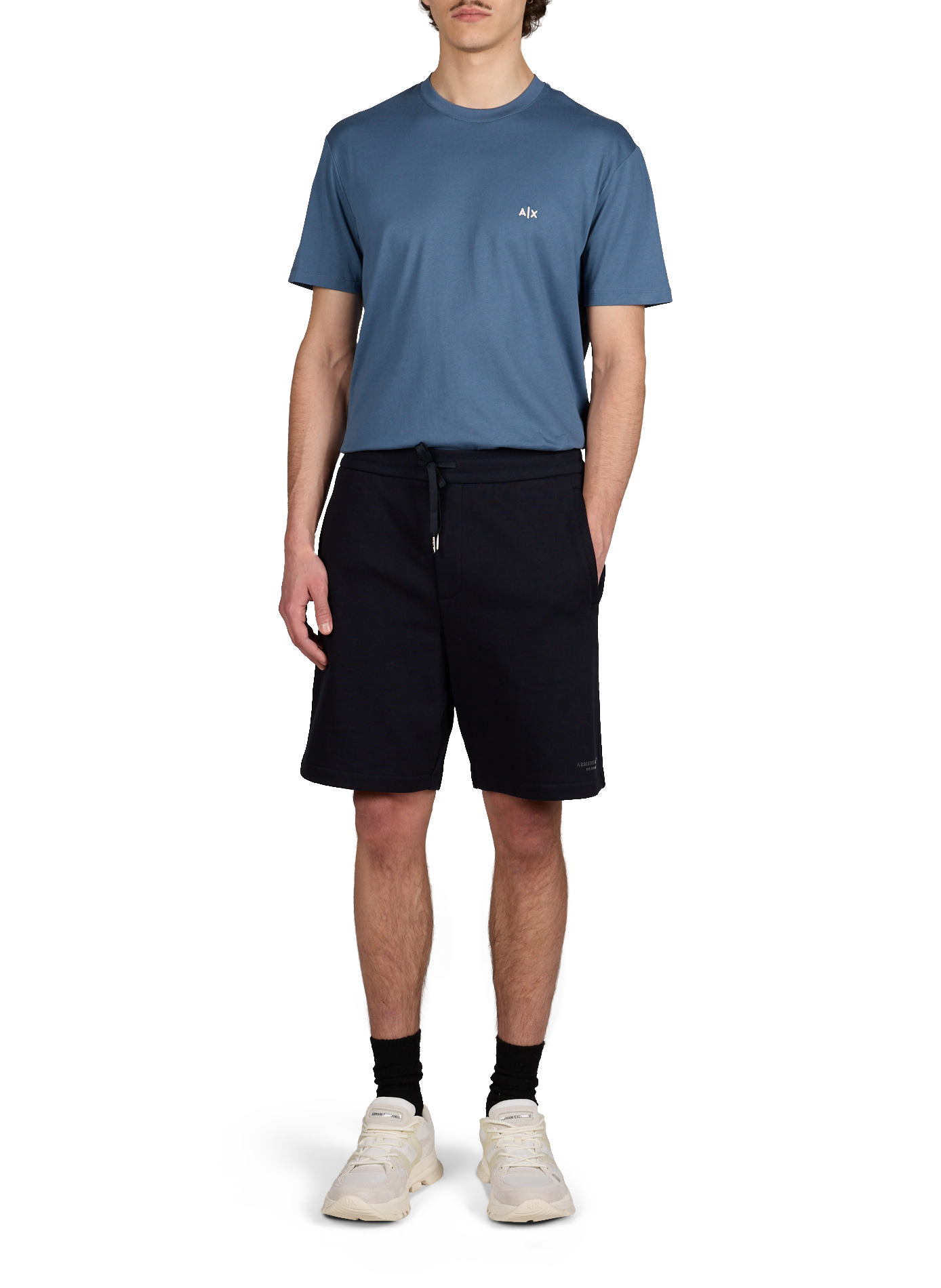 Straight-fit cotton T-shirt ARMANI EXCHANGE Blue