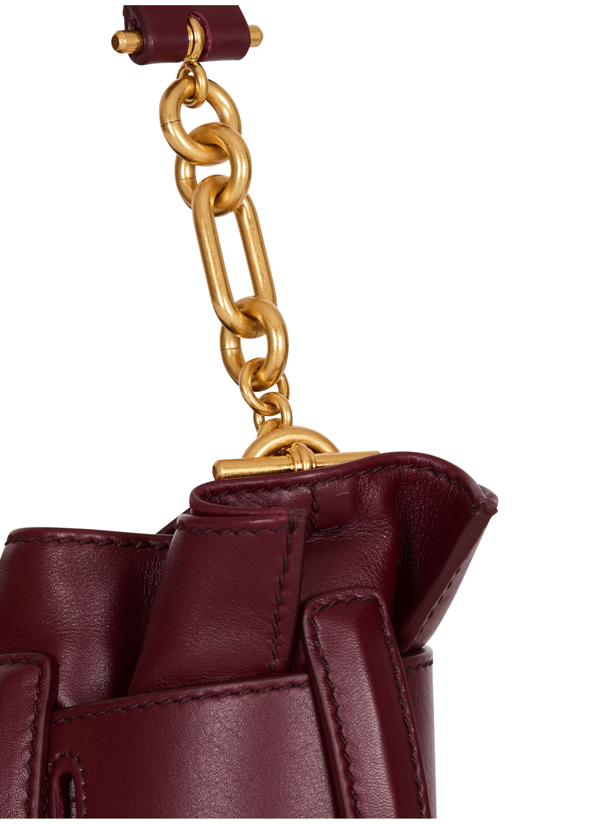 Sac anthem mini en cuir de veau BALMAIN Marron