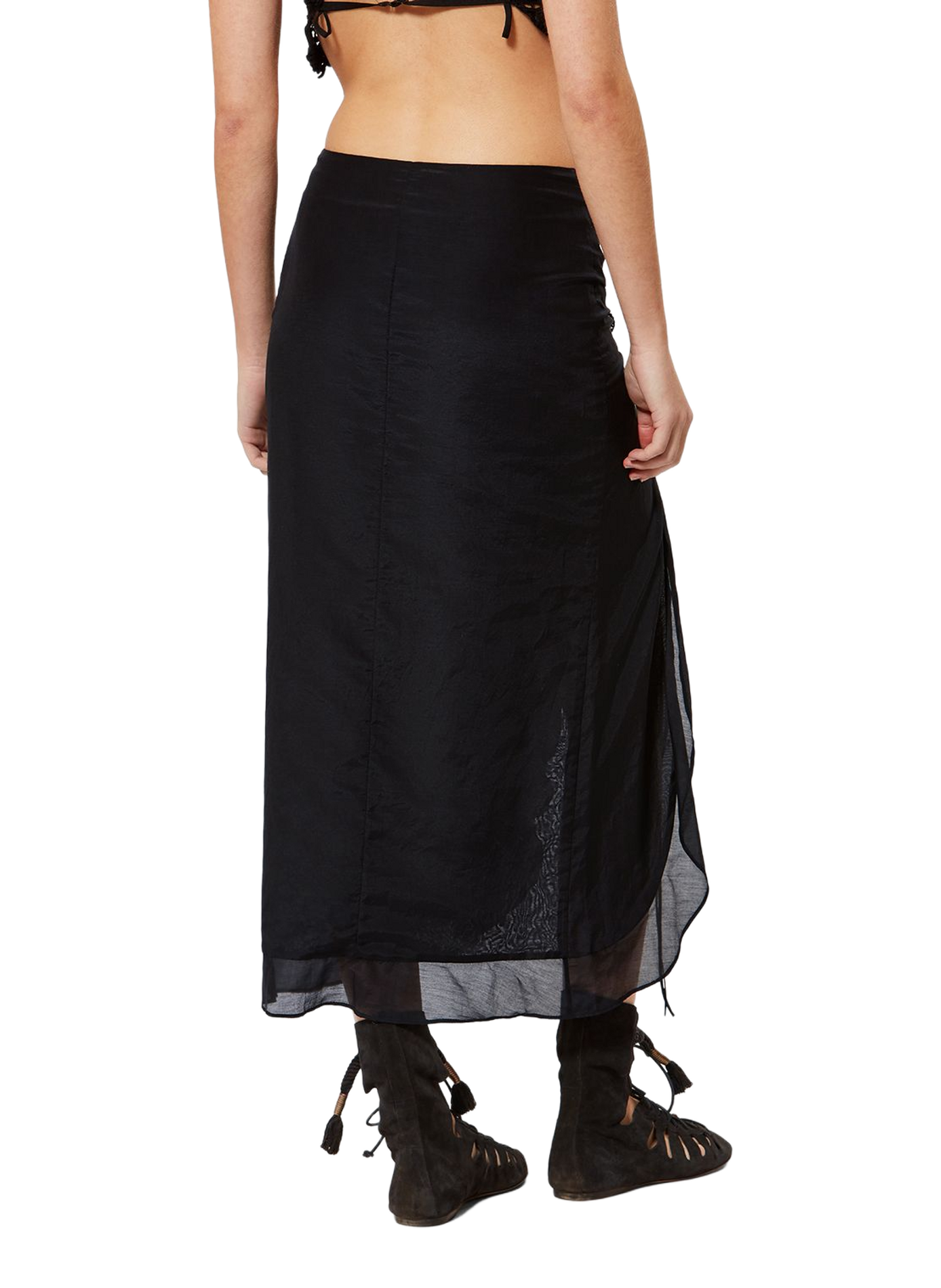 Velina long skirt slit in silk and cotton ISABEL MARANT Black