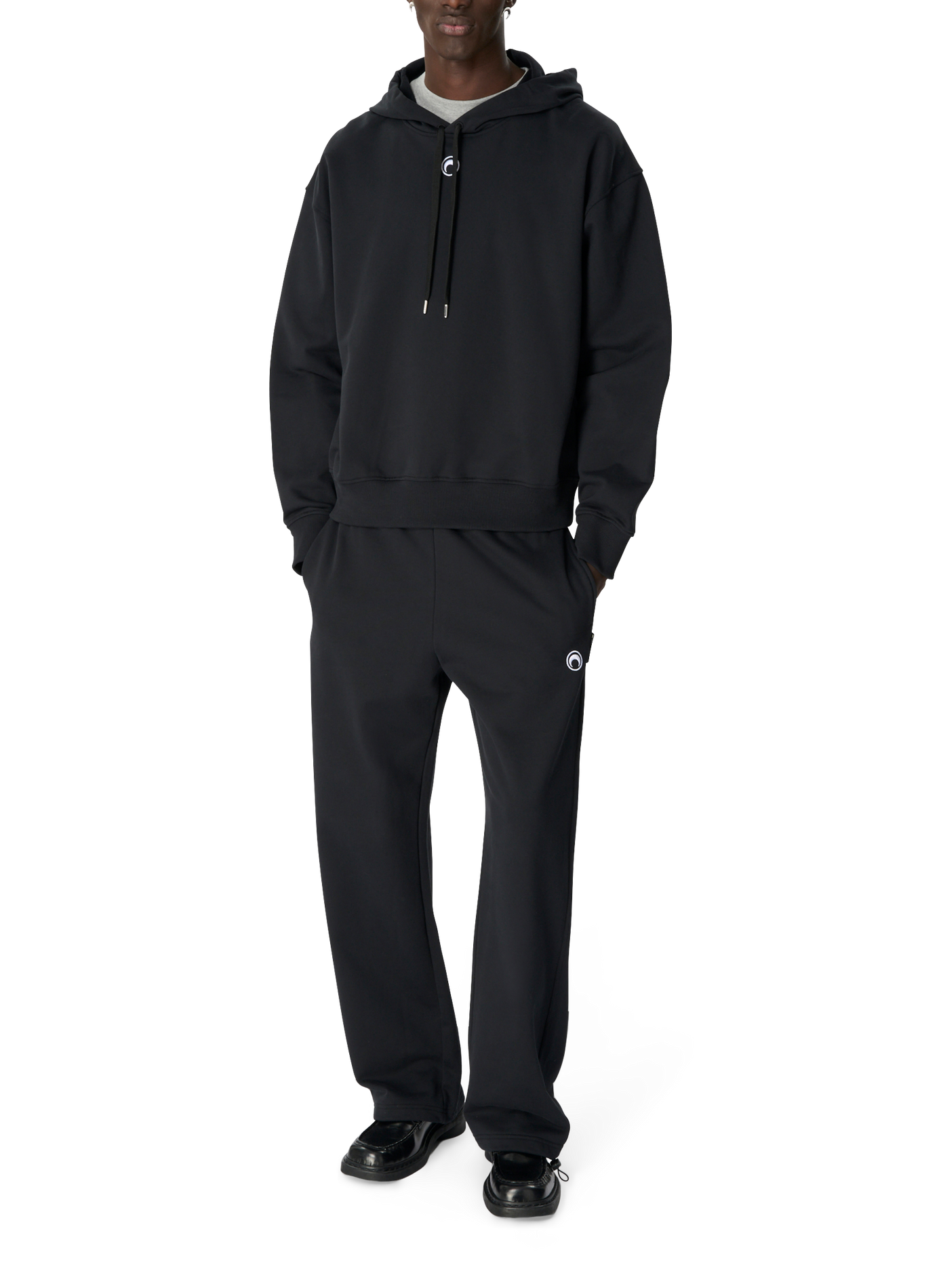 Hoodie en molleton logo moon MARINE SERRE Noir