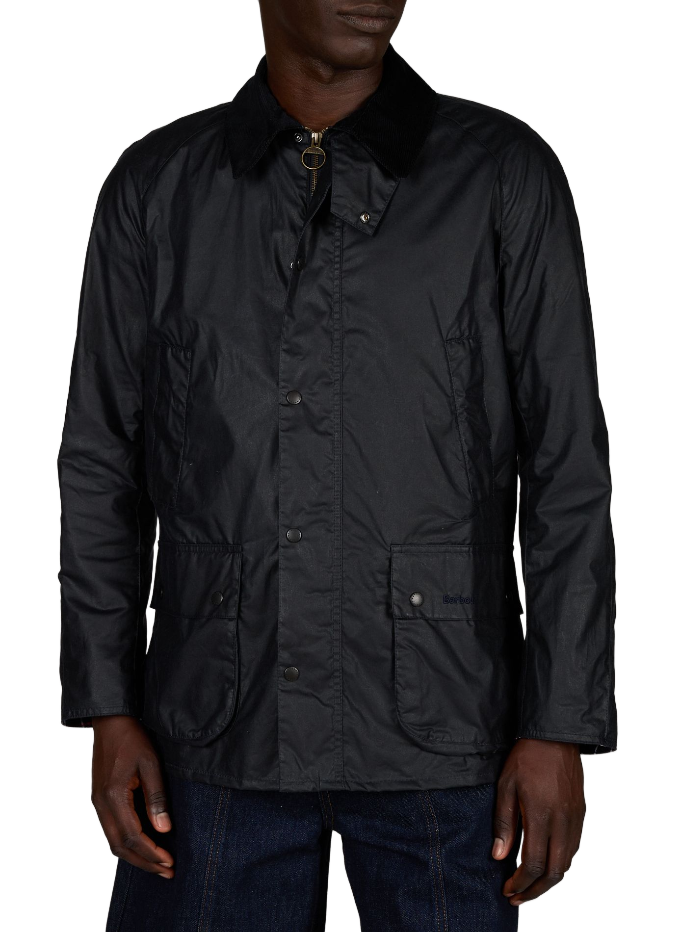 Wachsjacke mit Stehkragen aus Baumwoll-Velours BARBOUR Blau