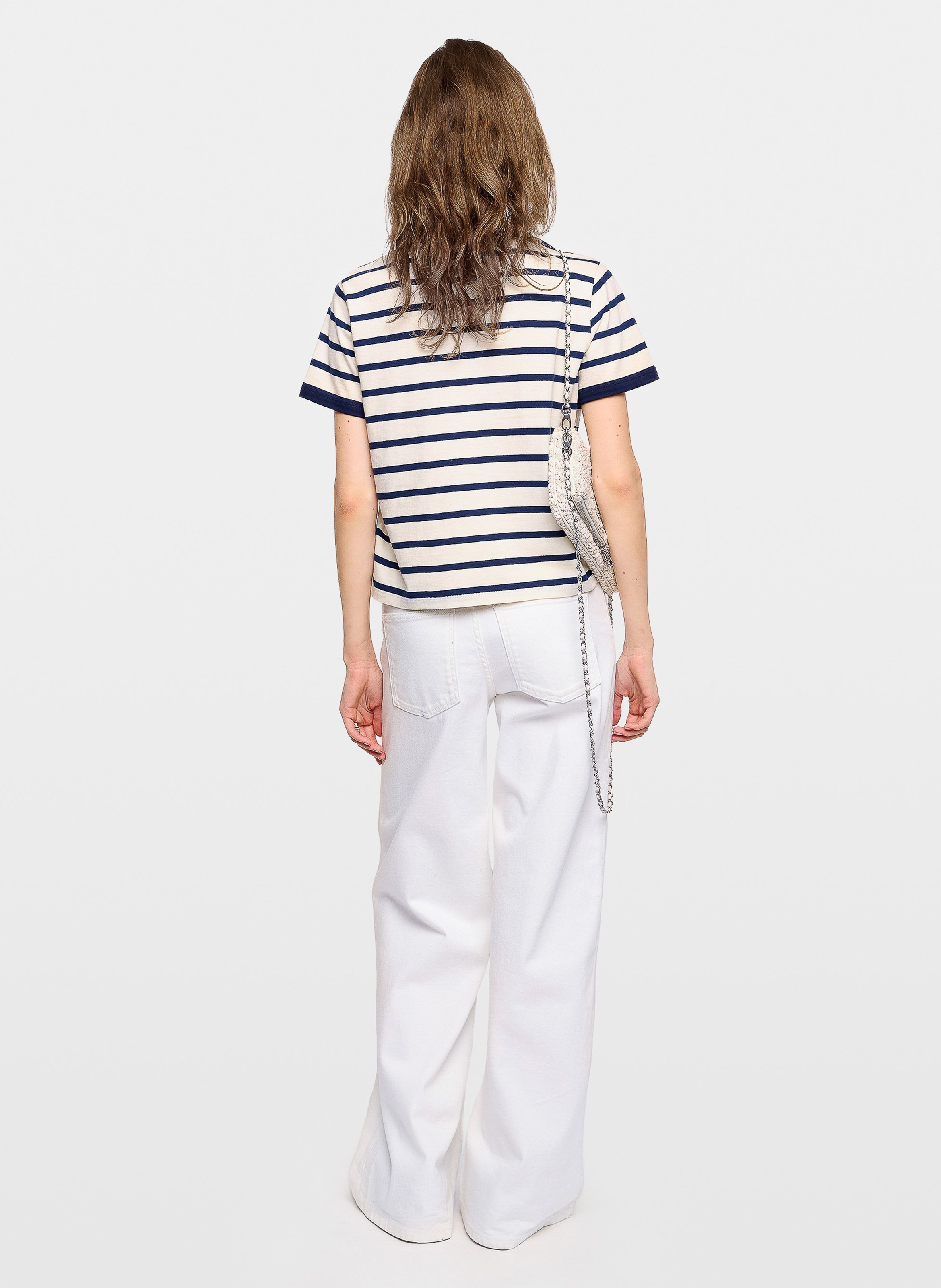 Tee-shirt droit col rond rayé en coton bio woos ZADIG&VOLTAIRE White
