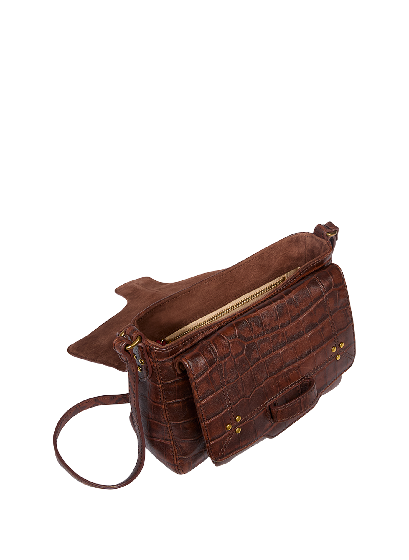Harry S Handtasche aus Schafleder mit Krokodileffekt JÉRÔME DREYFUSS Braun