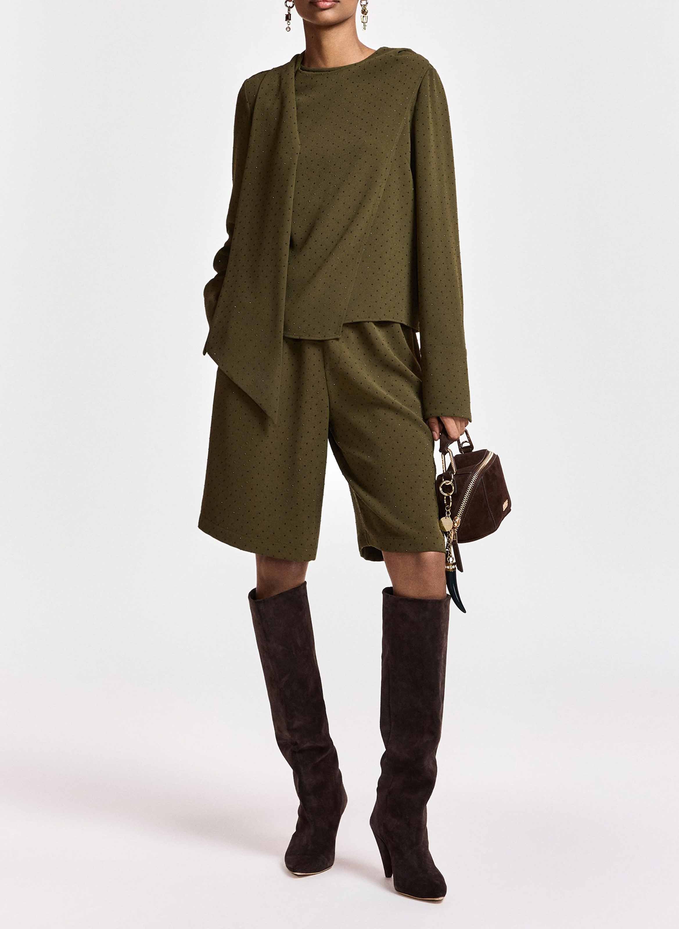 Top droit asymétrique à strass kalanchoe ESSENTIEL ANTWERP Vert