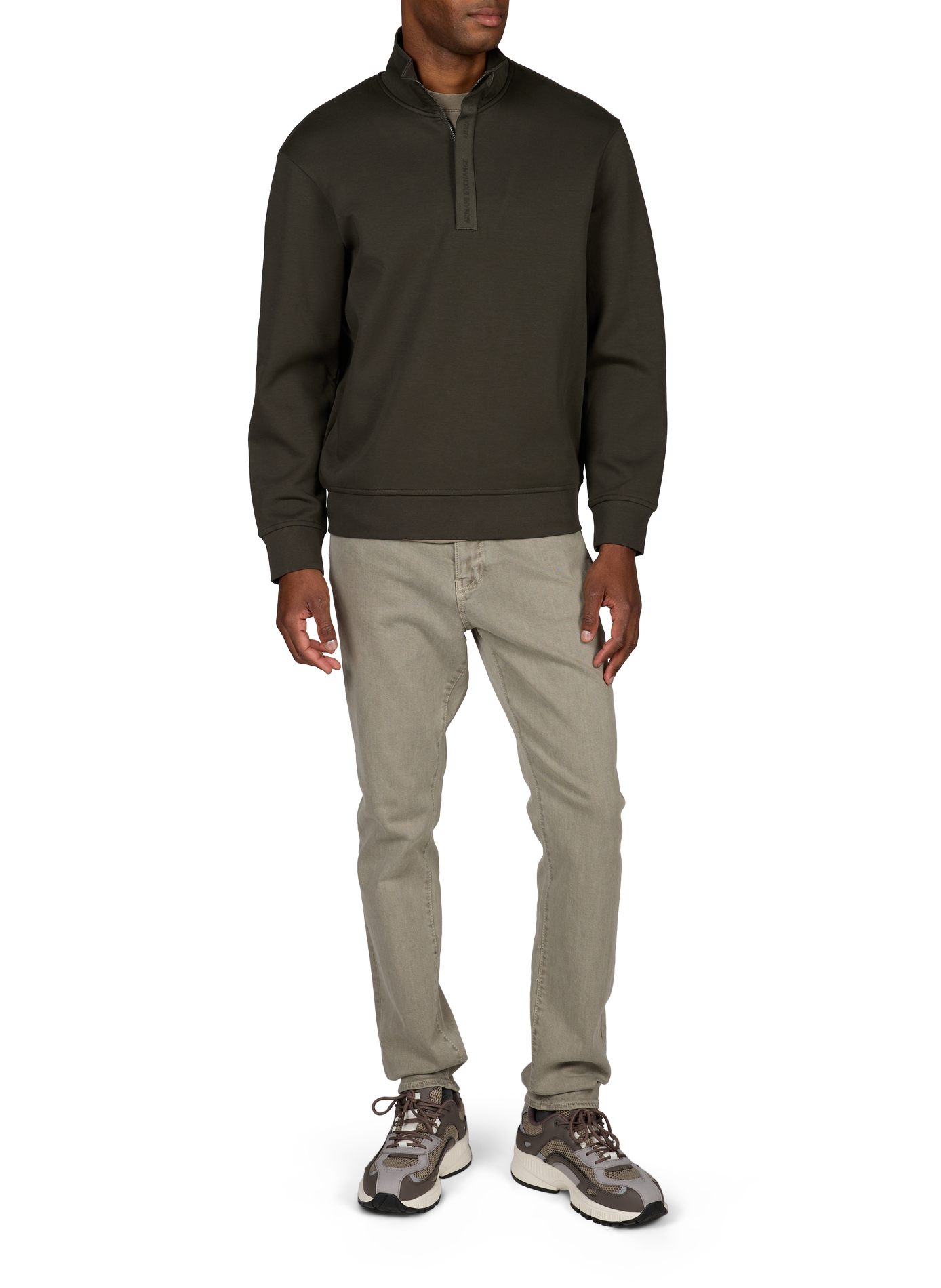 Gerader Sweatshirt mit Stehkragen aus Baumwollmischung ARMANI EXCHANGE Khaki