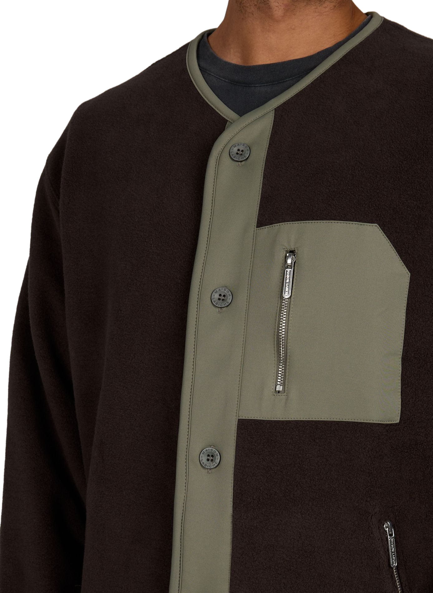 Blouson droit col v en coton MAISON LABICHE Marron