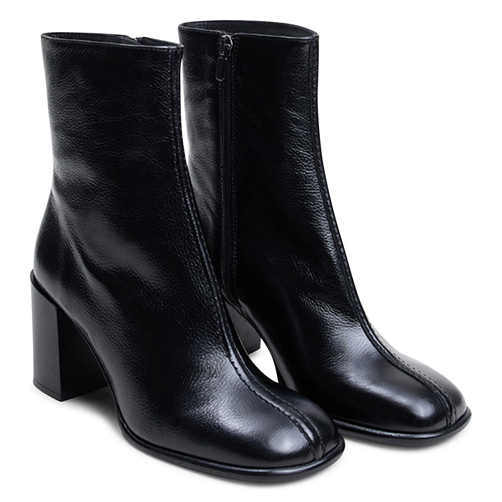 Bottines zippées en cuir bloumy JONAK Noir