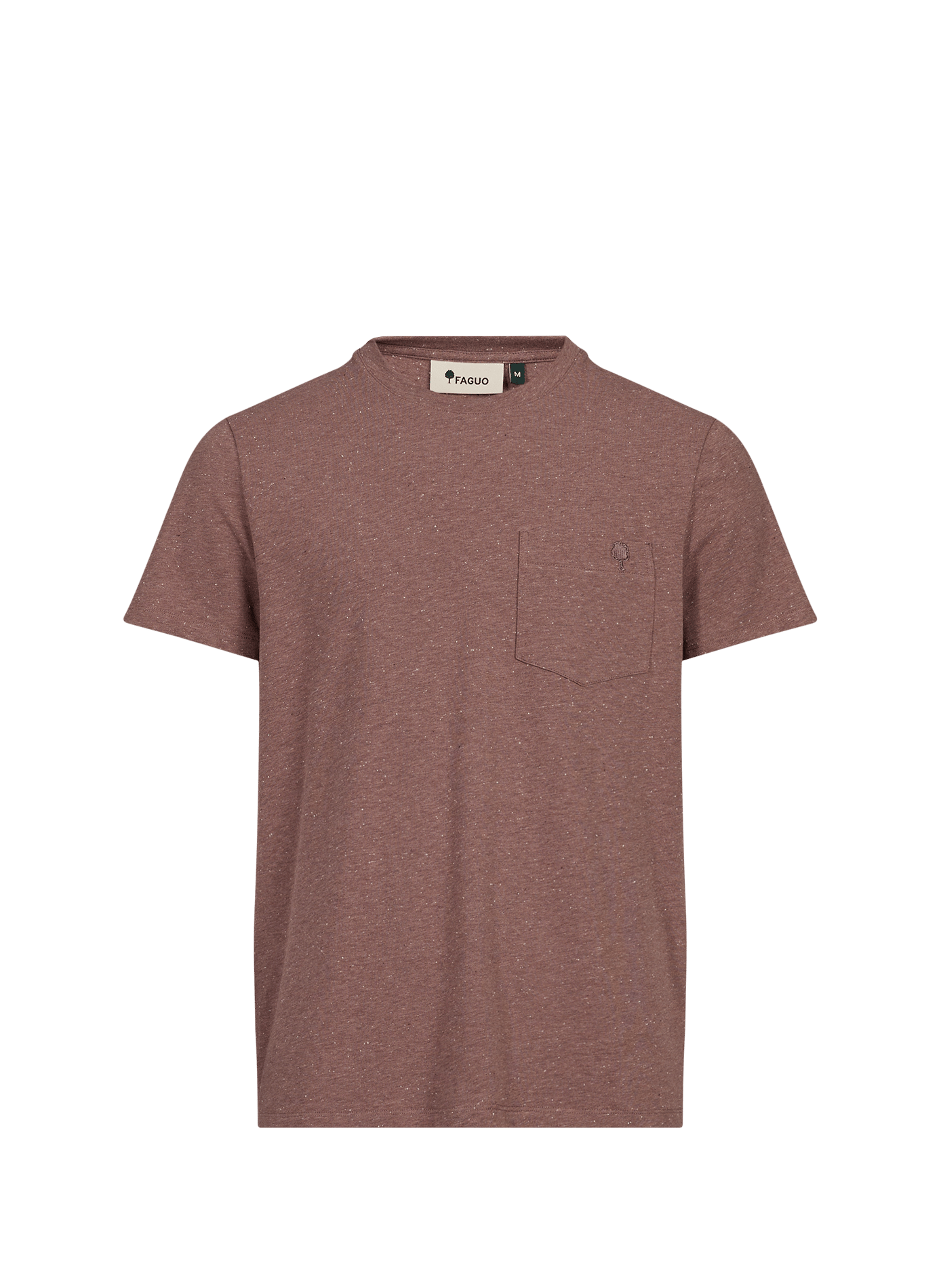 Gerader Rundhals-T-Shirt mit Flecken. FAGUO Rot