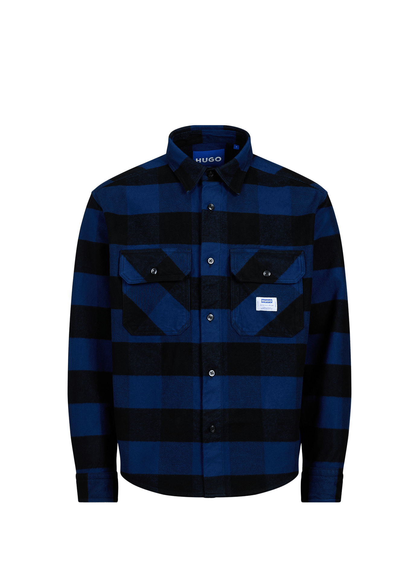 Oversized cotton flannel check shirt HUGO BLUE Blue