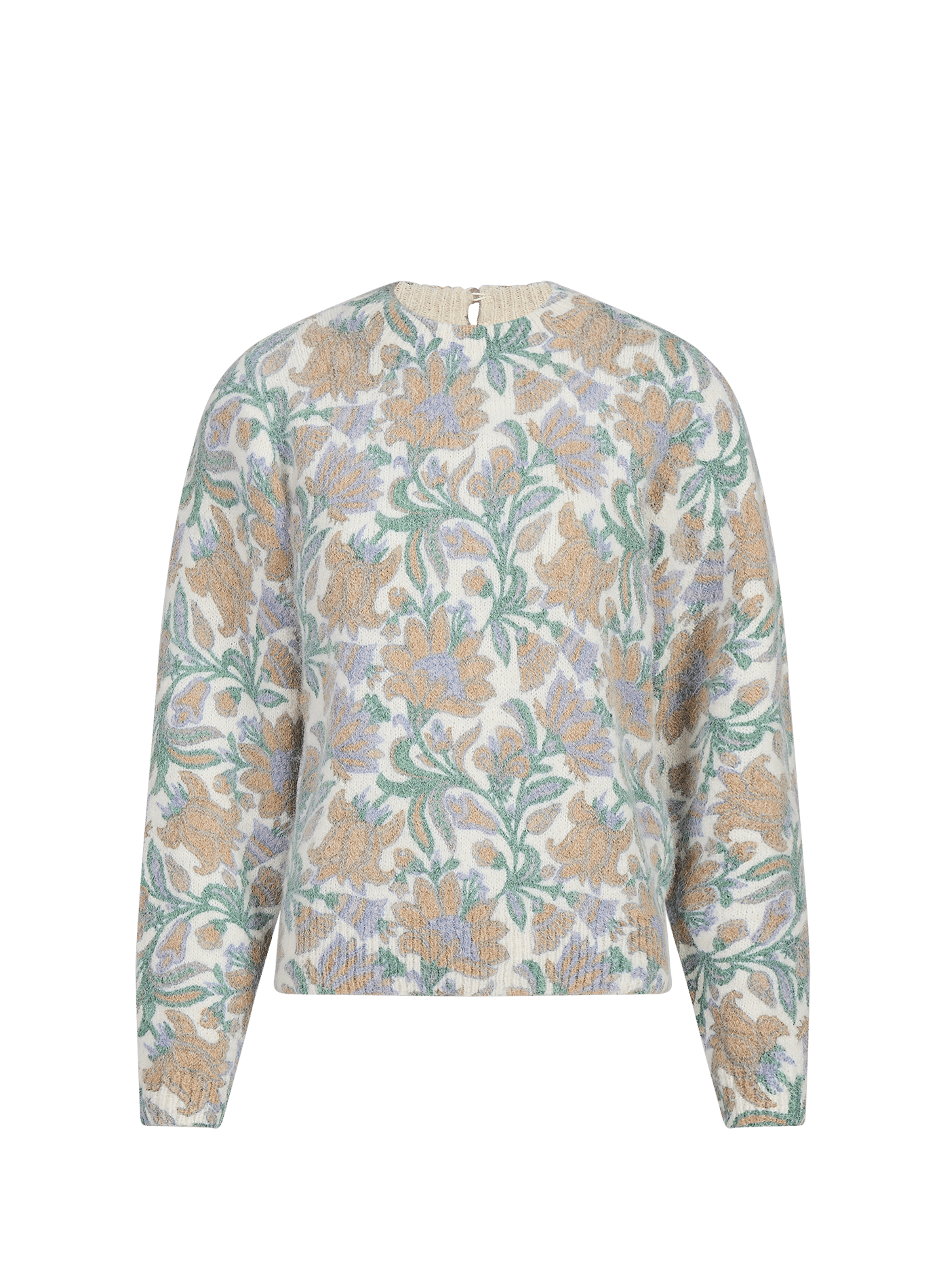 Fitzgeraldrom straight round neck printed wool blend sweater PETITE MENDIGOTE Beige