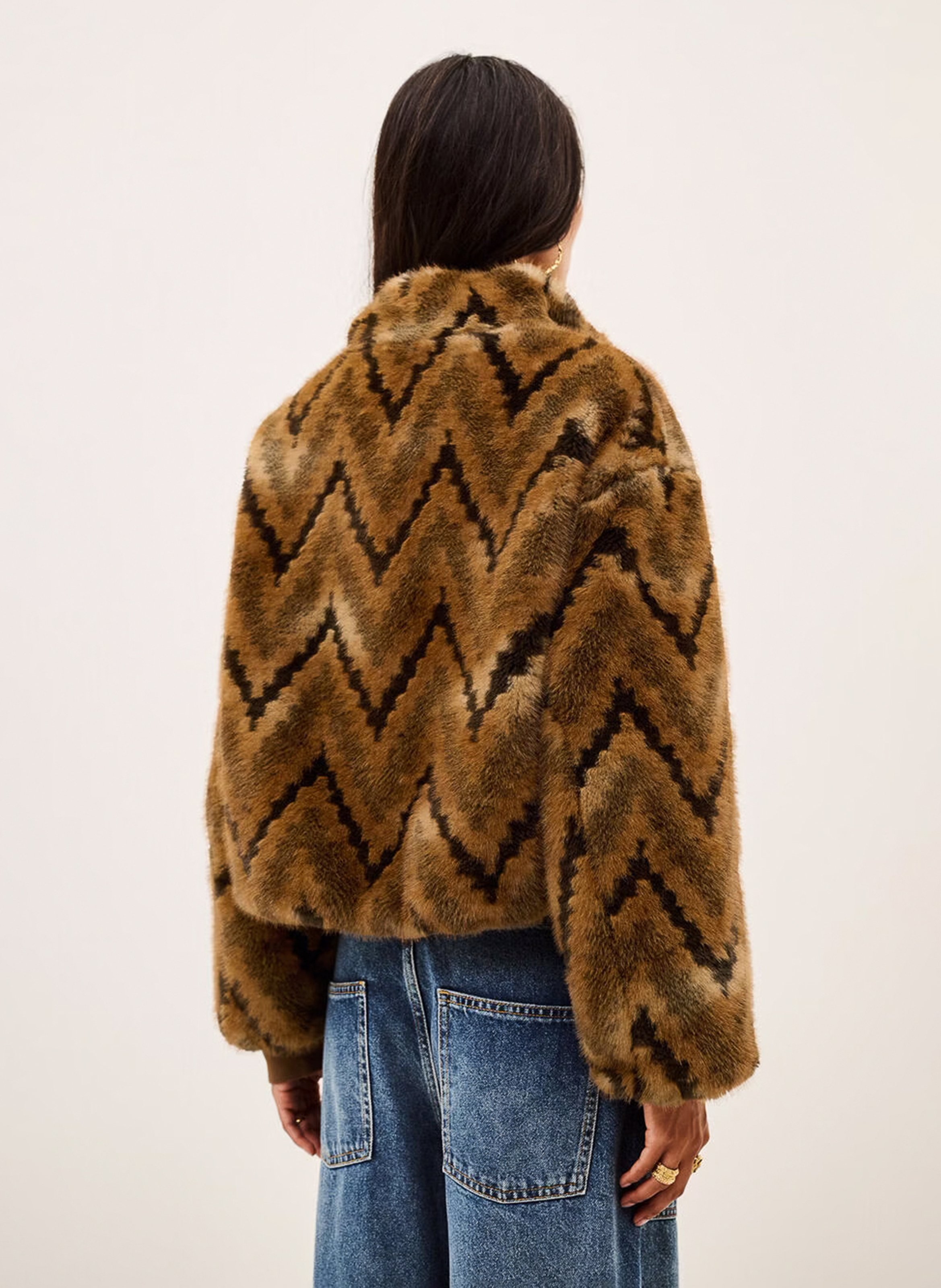 Manteau effet fourrure réversible en coton mélangé serge BA&SH Geel