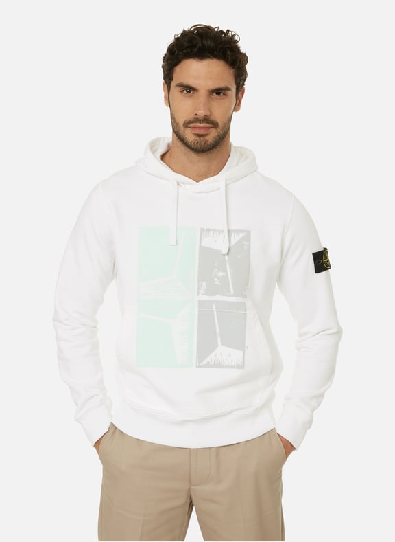 Hoodie avec imprimé Blanc by STONE ISLAND STONE ISLAND Hoodie avec imprimé Blanc