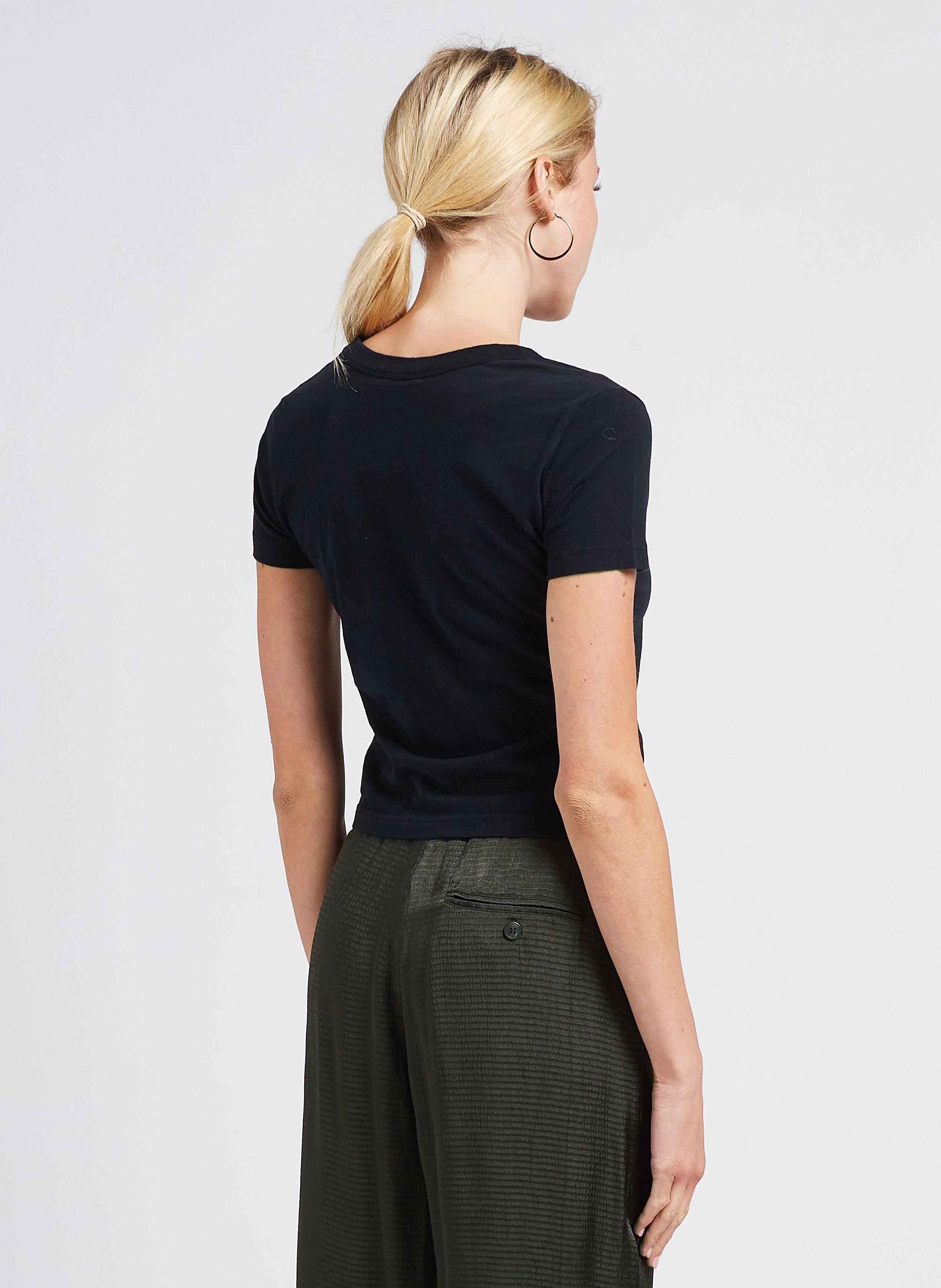 Tee-shirt court col rond en coton gamipy AMERICAN VINTAGE Noir