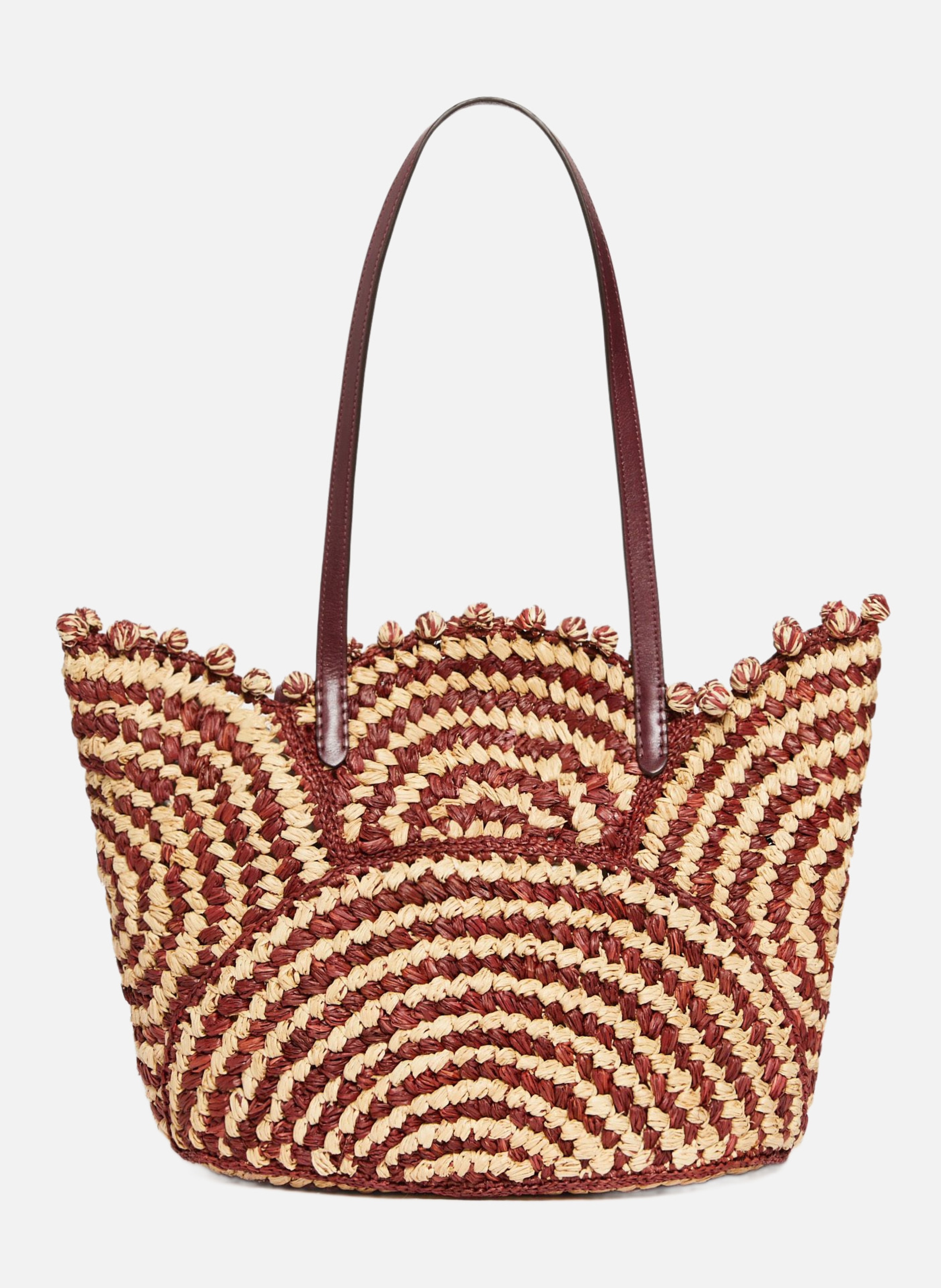 VANESSA BRUNO Panier bicolore en raphia Rouge