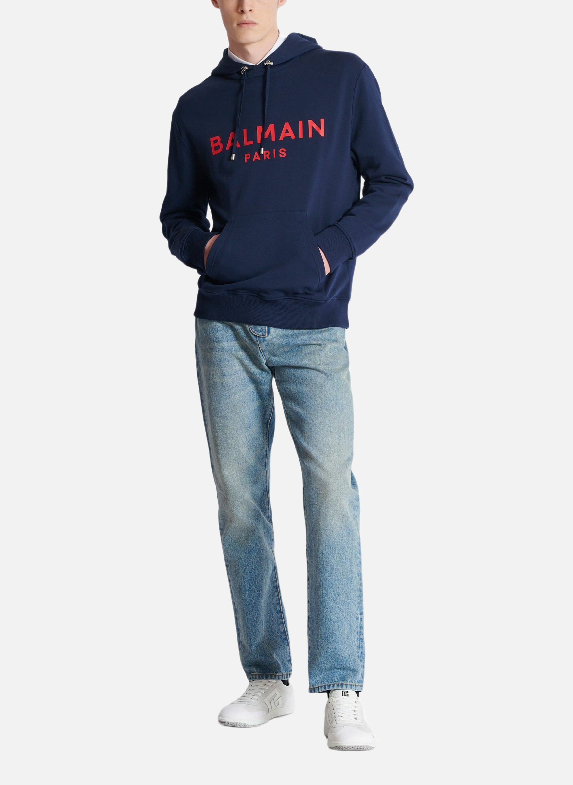 Hoodie imprimé balmain paris BALMAIN Bleu