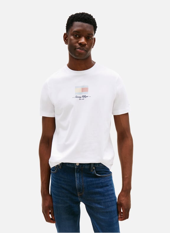 Biker-style cotton t-shirt White by TOMMY HILFIGER TOMMY HILFIGER Biker-style cotton t-shirt White
