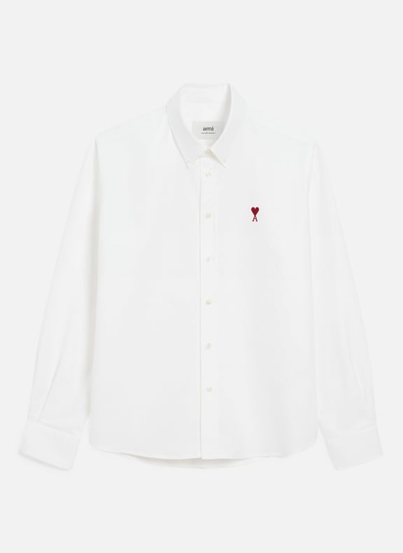 Chemise col boutonné ami de coeur unisexe Blanc by AMI PARIS AMI PARIS Chemise col boutonné ami de coeur unisexe Blanc