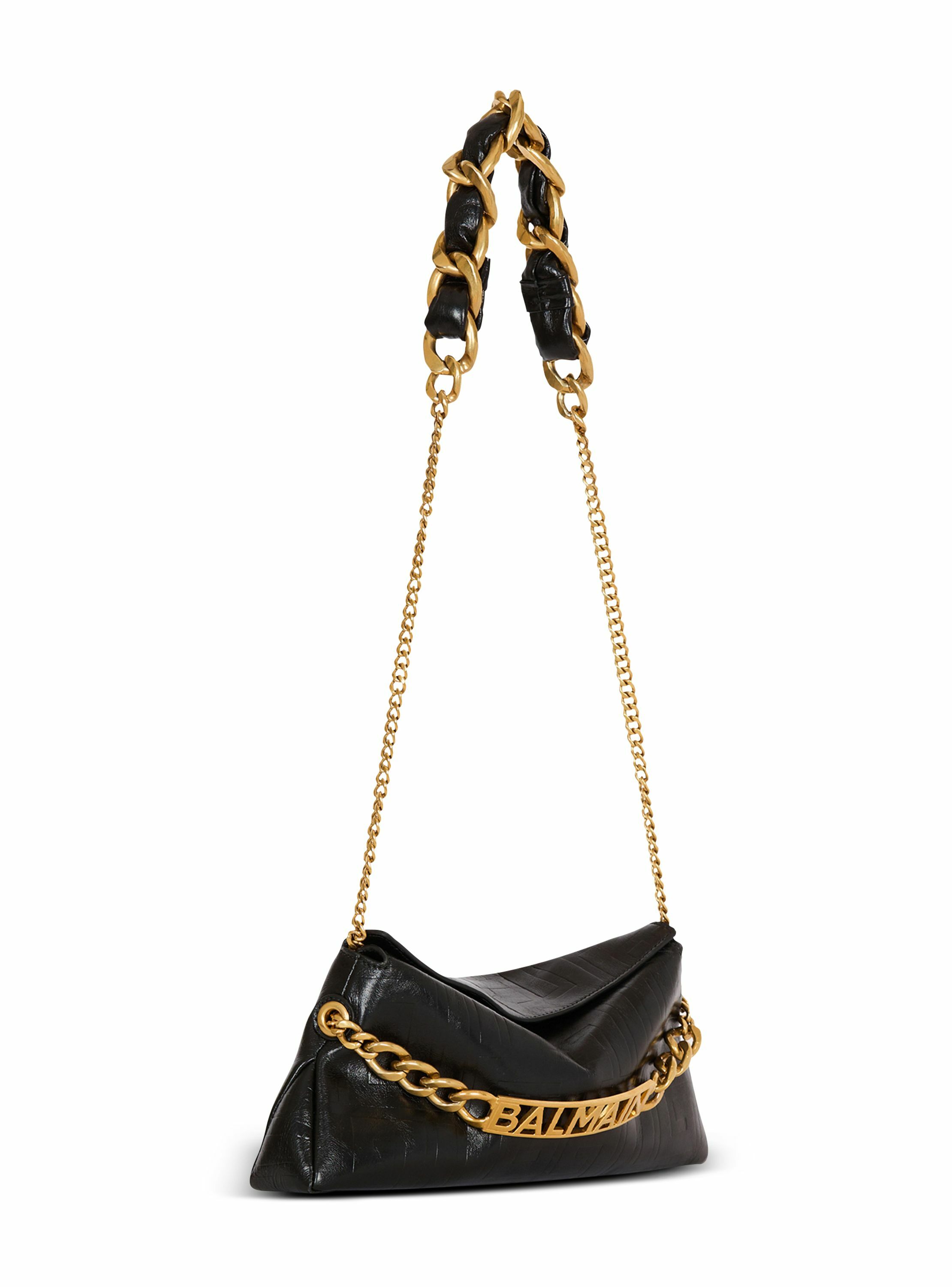 Pochette 1945 soft en cuir de veau froissé Noir