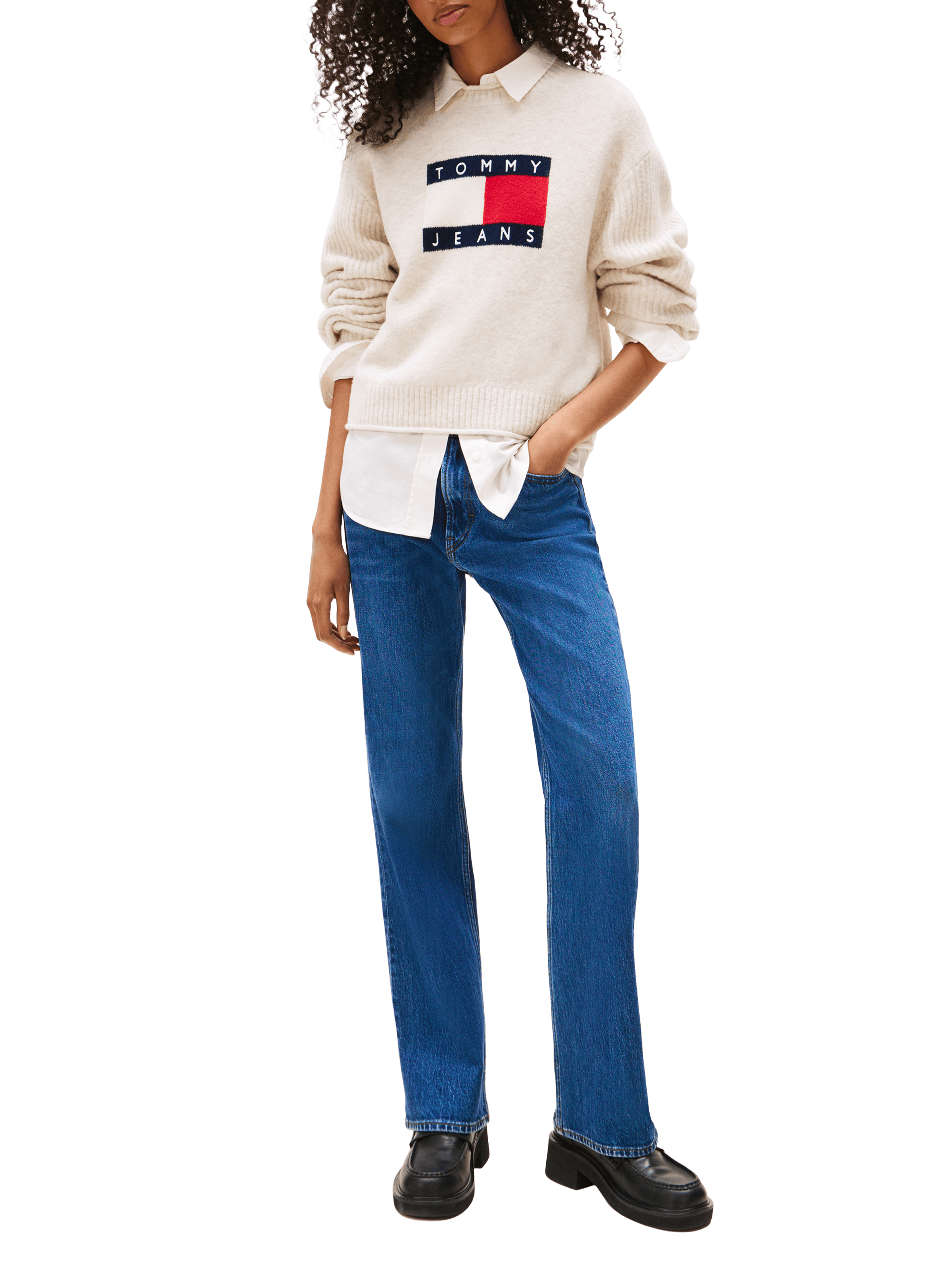 Pull à logo TOMMY HILFIGER Blanc