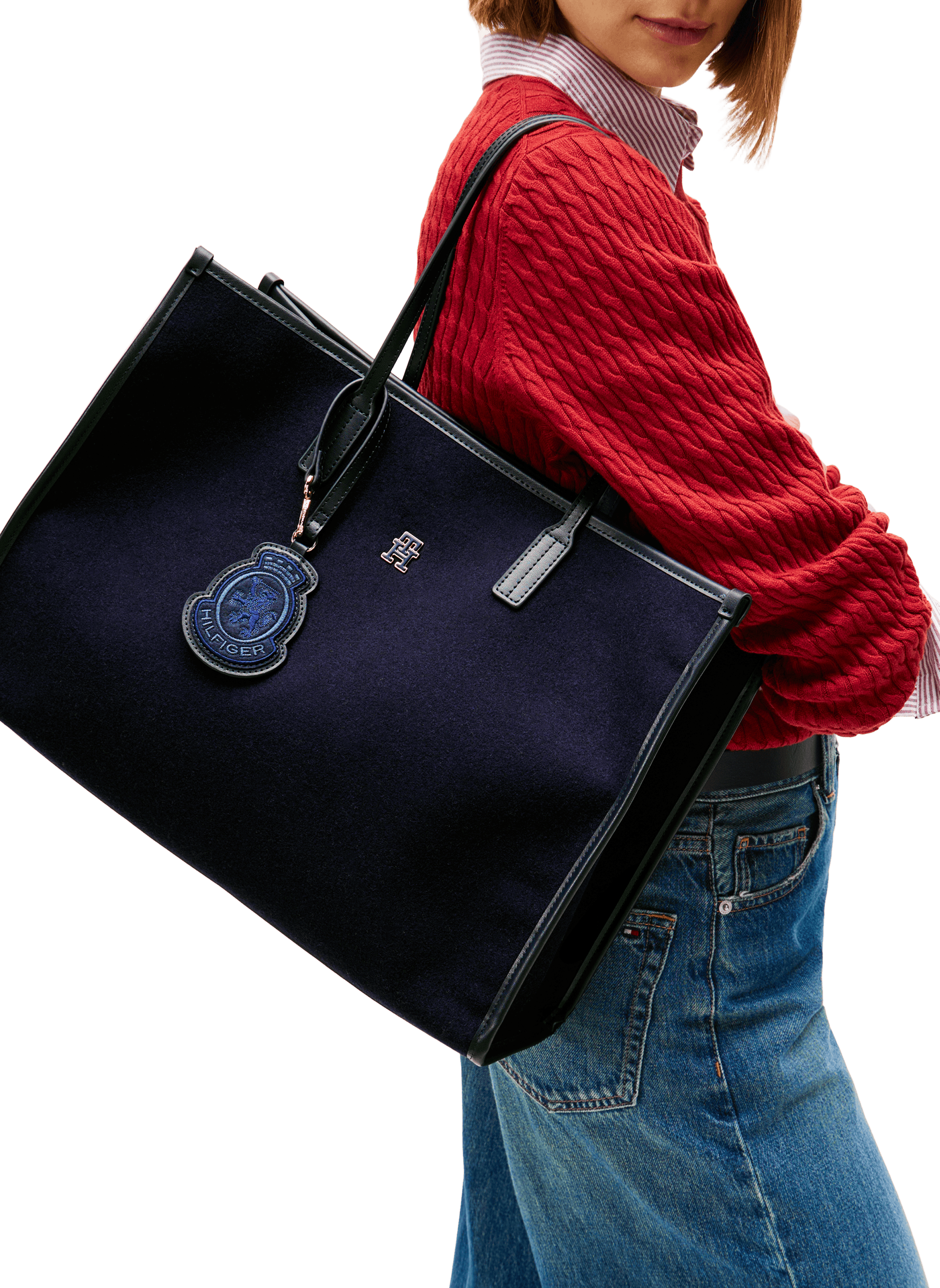 Sac cabas en laine mélangée TOMMY HILFIGER Bleu