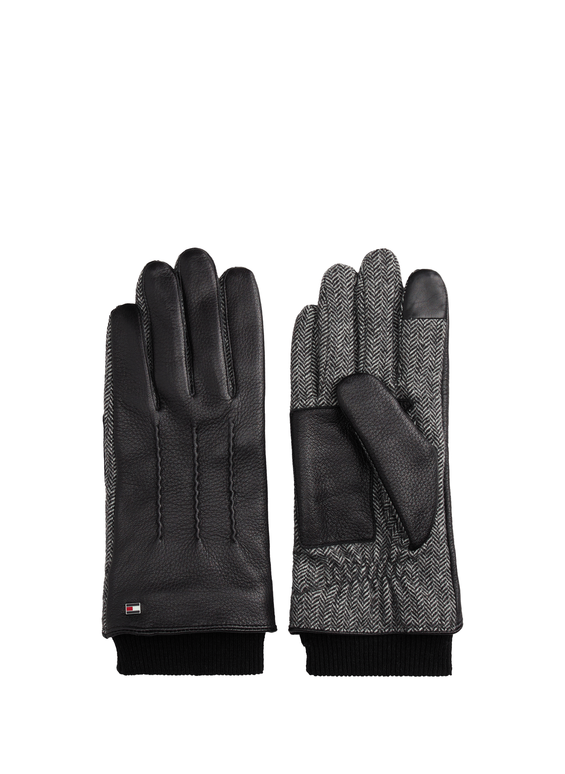 TOMMY HILFIGER Gants en cuir mélangé Gris