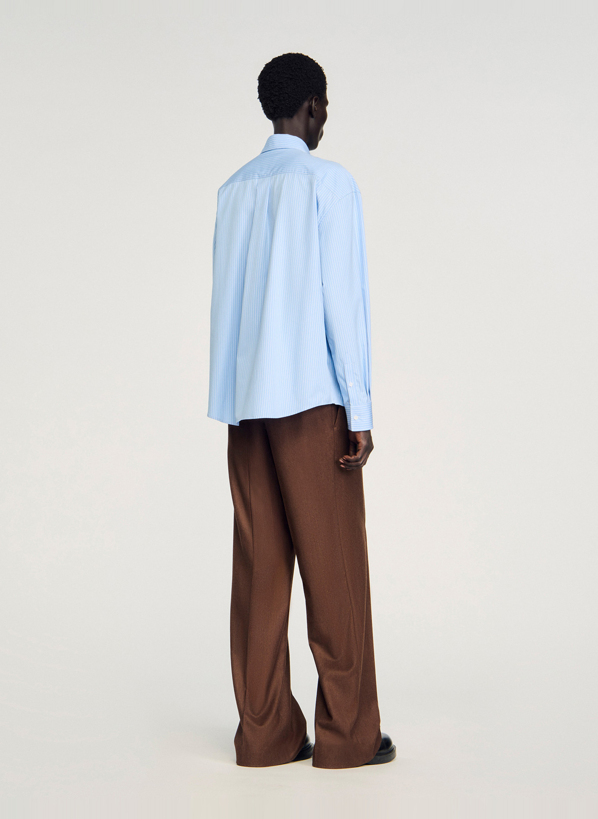 Chemise ample col classique rayée en coton SANDRO Bleu