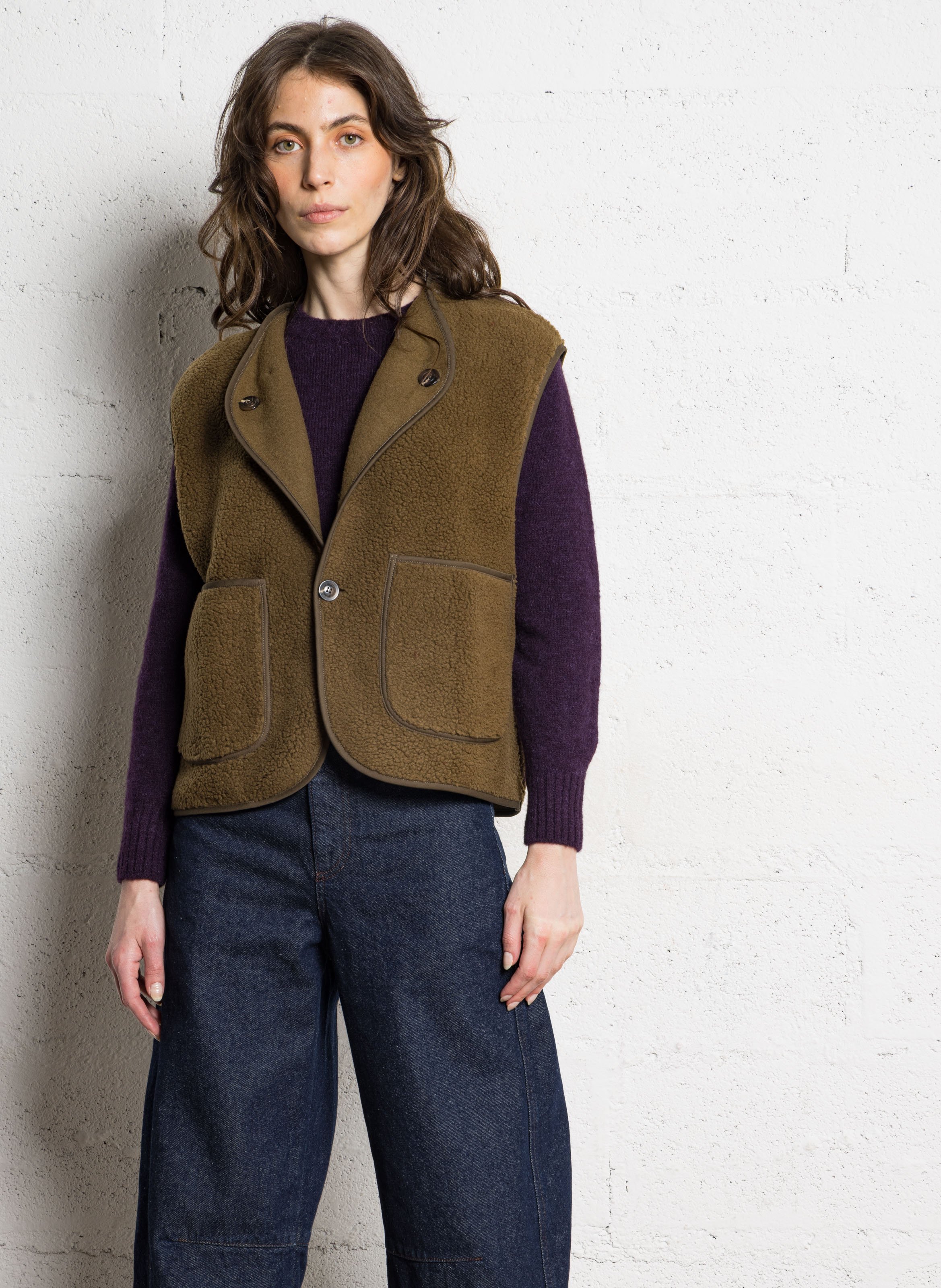 Veste sans manches droite boutonnée floyd SOEUR Kaki