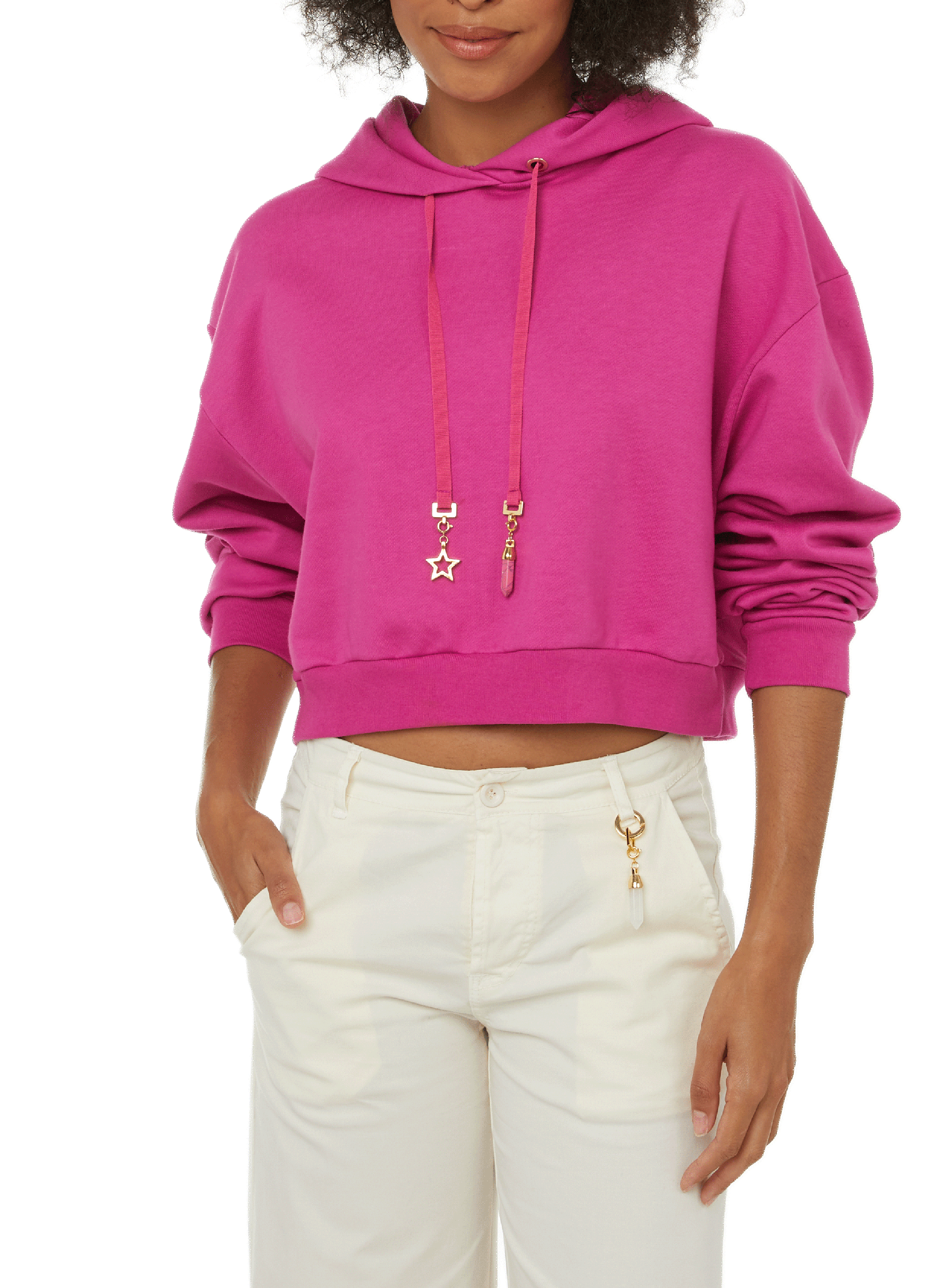 THE SOCIAL SUNDAY Cropped cotton hoodie Pink