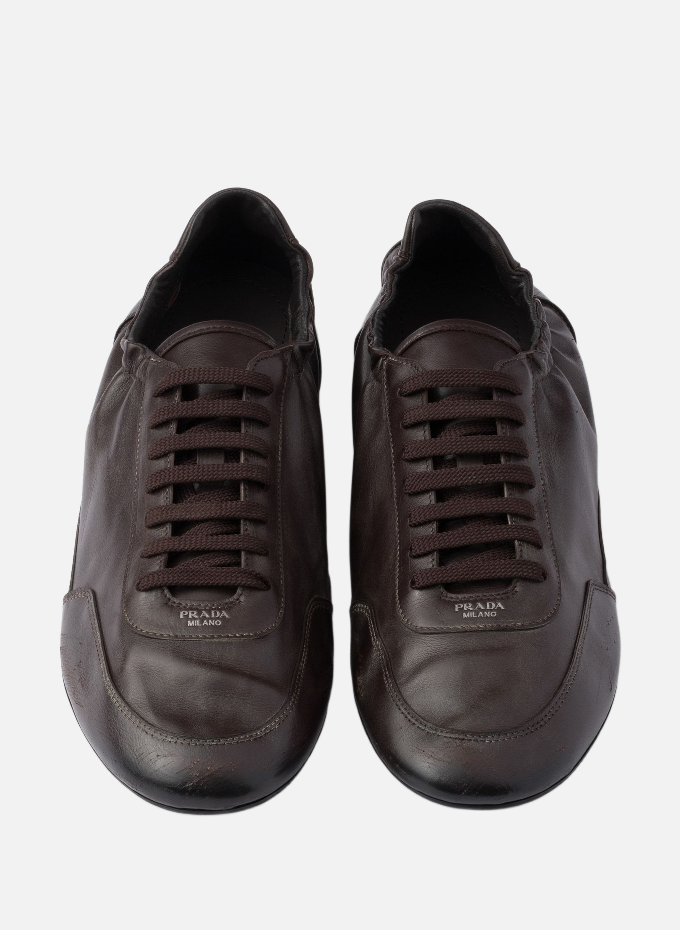 Sneakers collapse en cuir PRADA Marron
