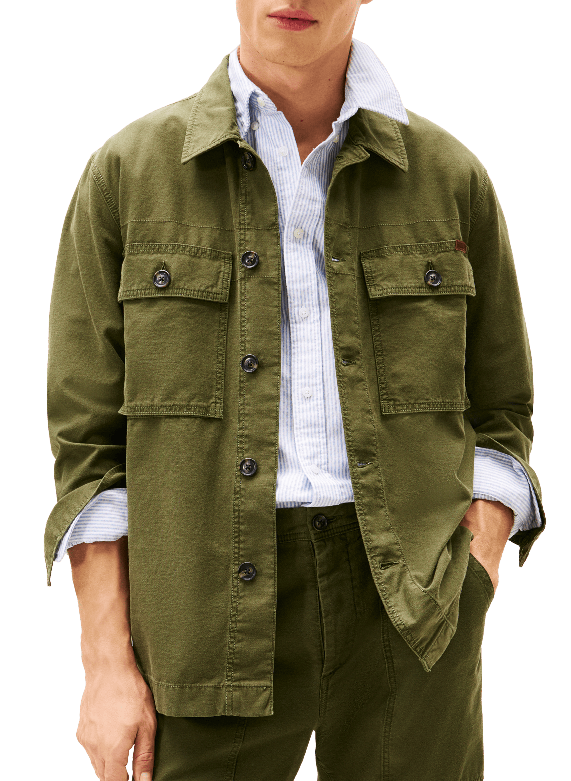 Veste surchemise en coton TOMMY HILFIGER Kaki