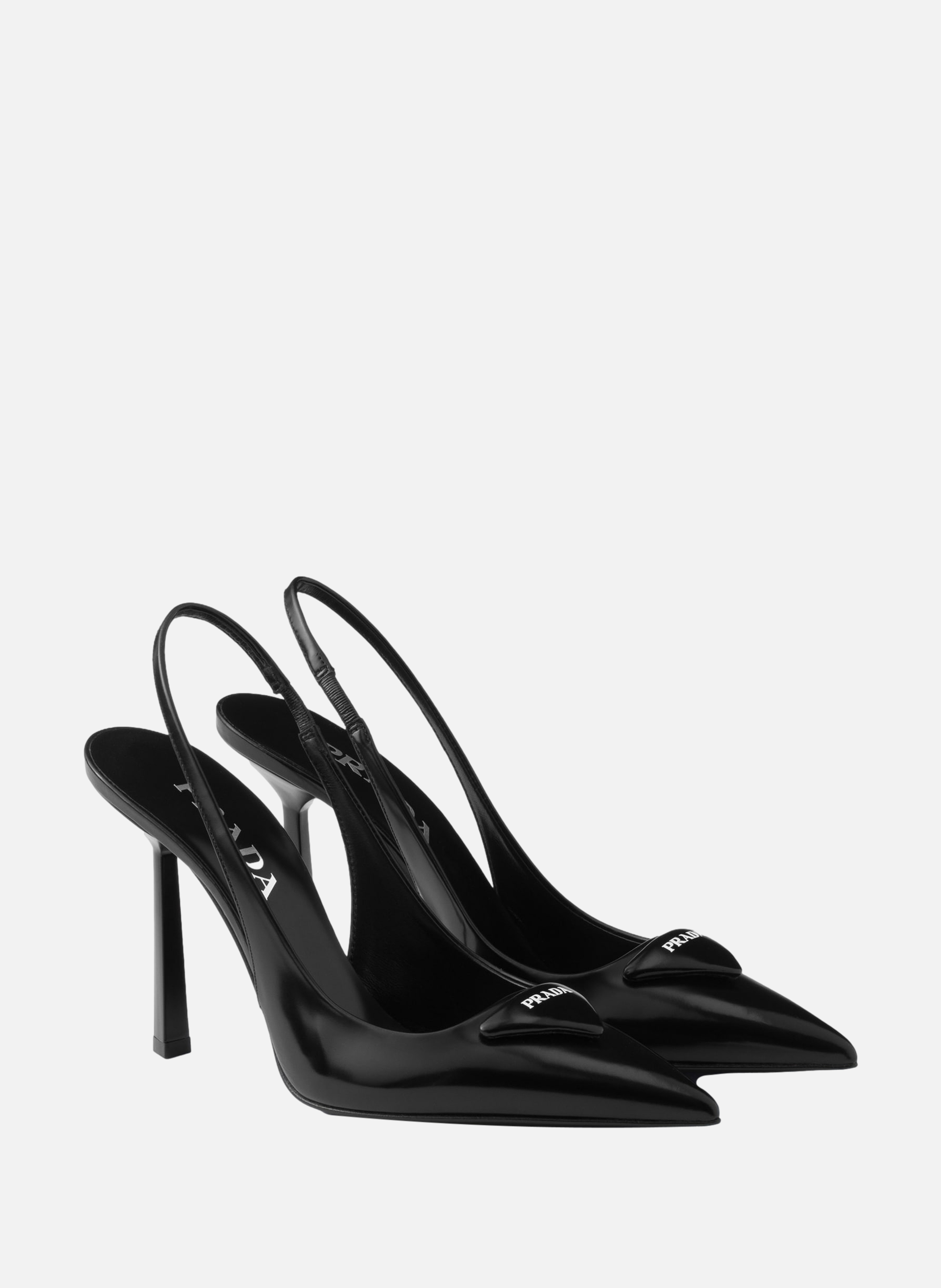 Escarpins à bride arrière en cuir brossé PRADA Noir