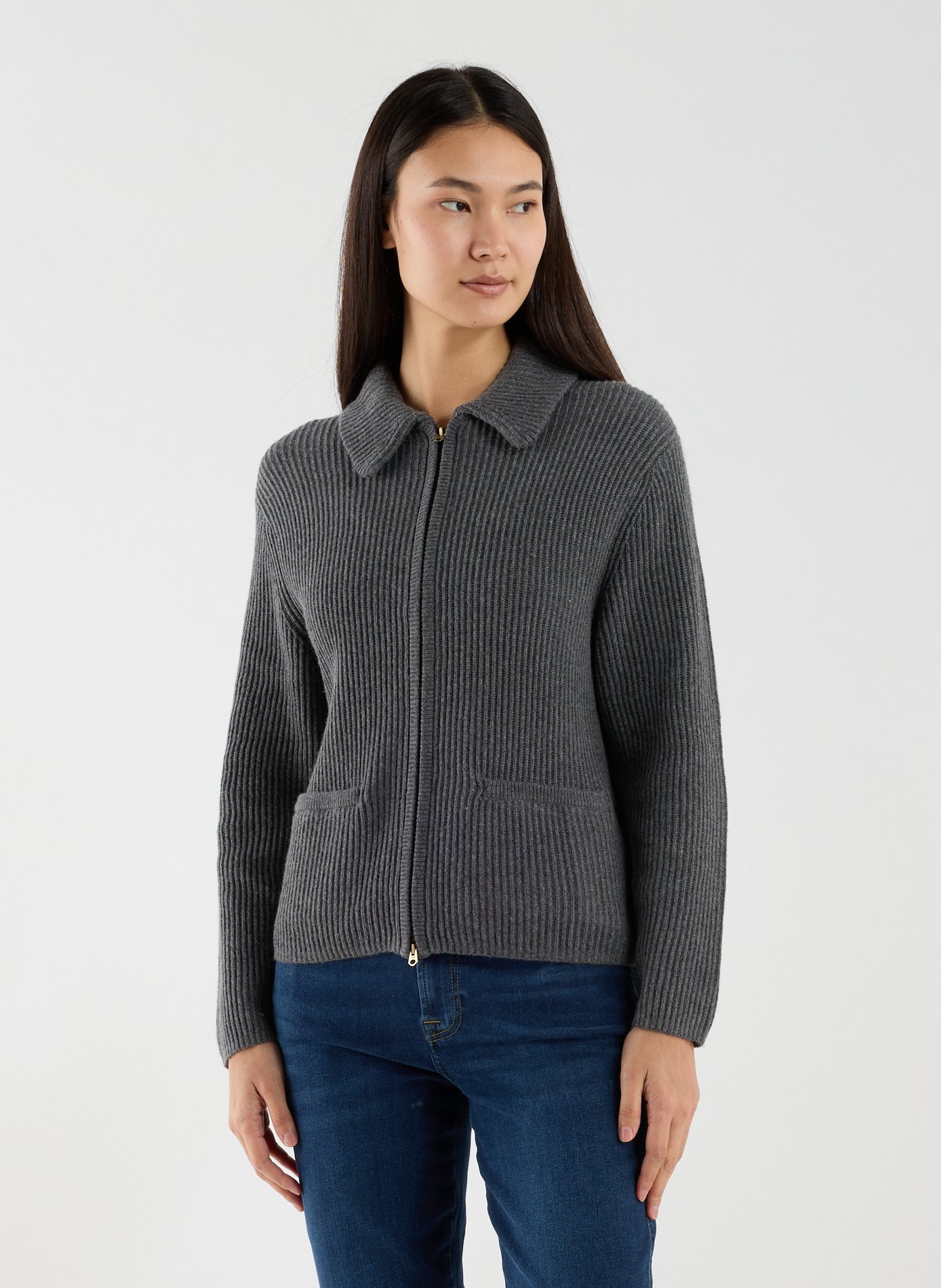 Pull zippé en coton et laine mélangés DOCKERS Gris