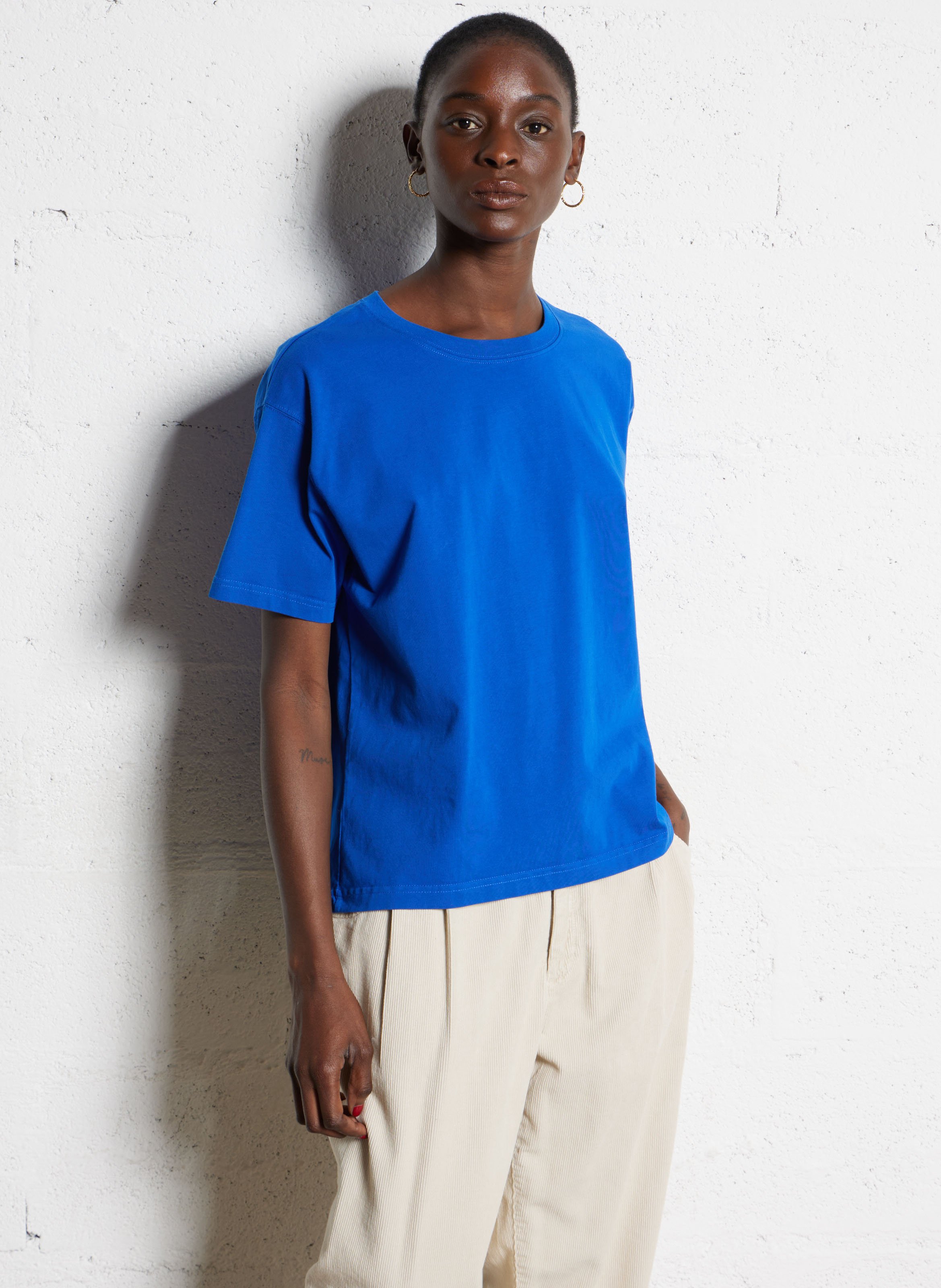 Tee-shirt ample col rond en coton fizvalley AMERICAN VINTAGE Bleu