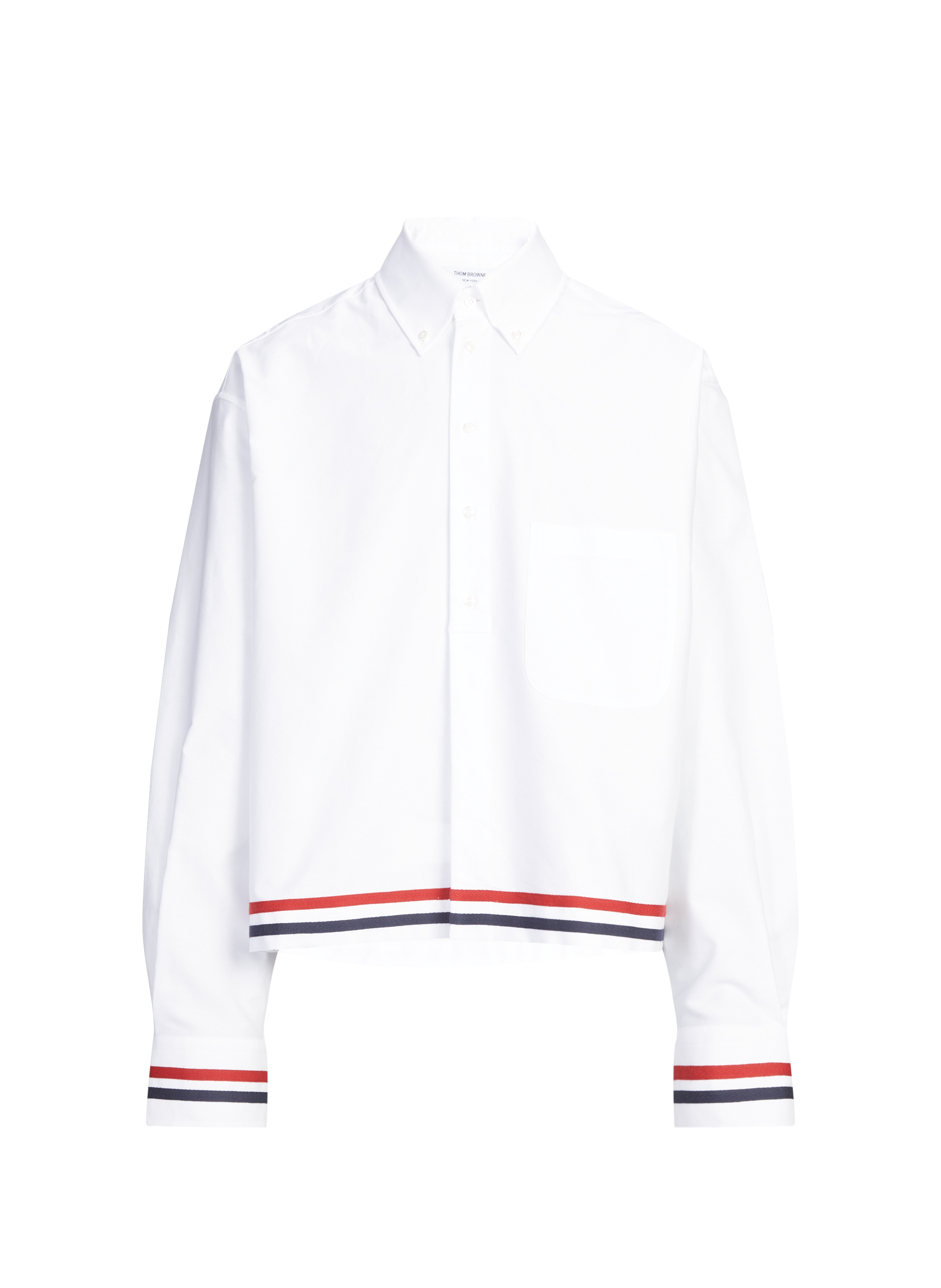 Chemise large à col américain en coton THOM BROWNE Blanc