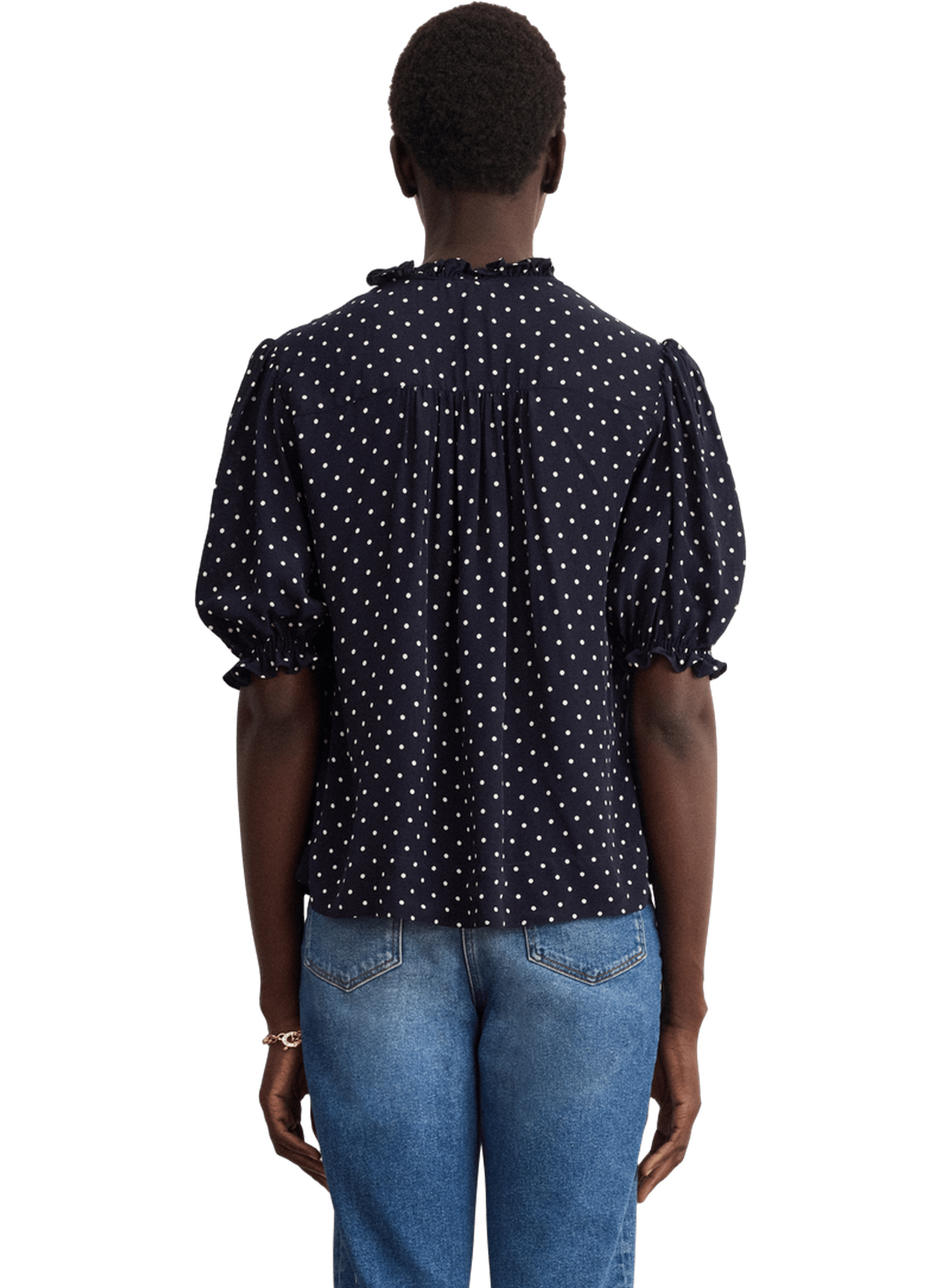 Chemise à pois et volants - caliee PABLO Bleu